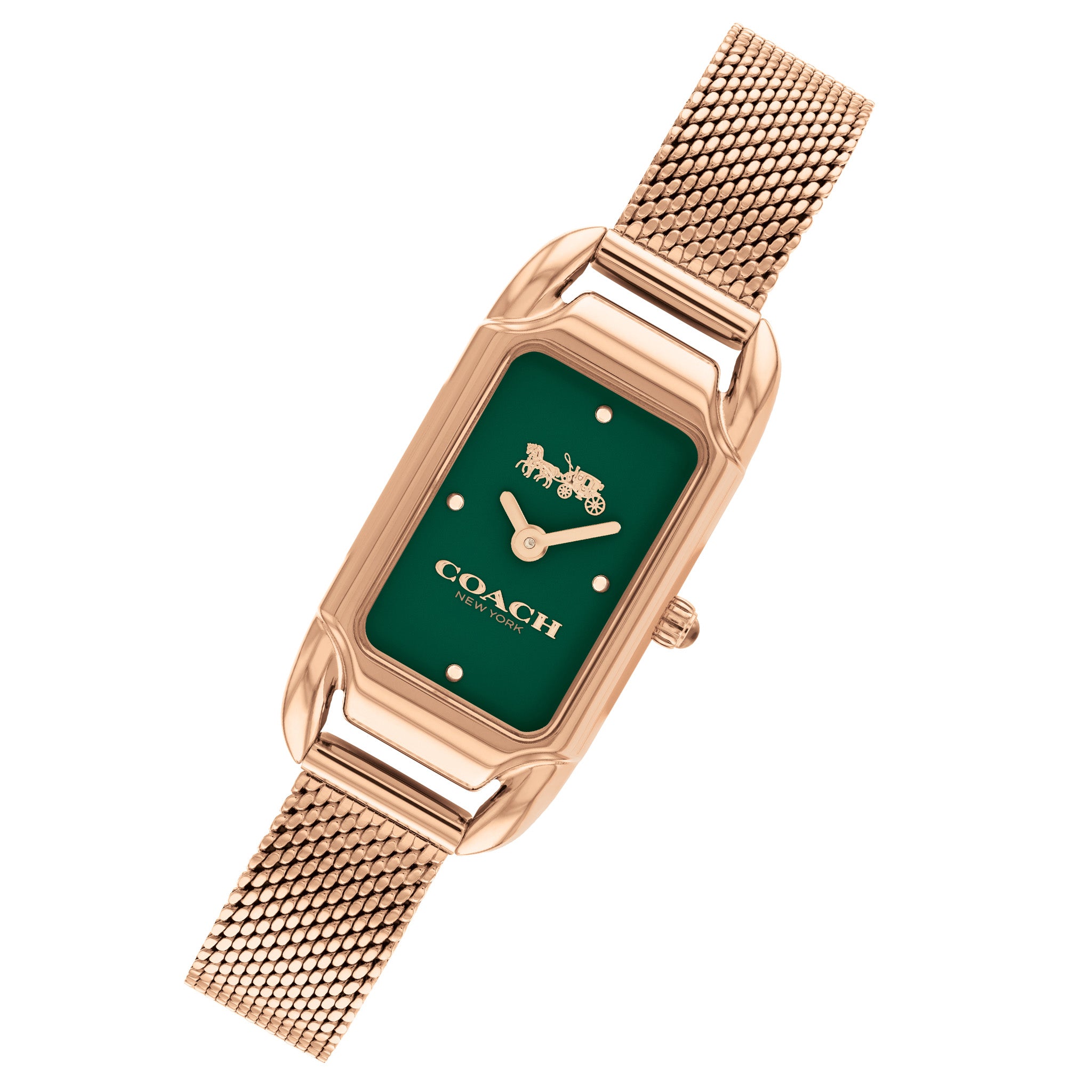 Coach Rose Gold Mesh Green Dial Women's Watch - 14504034
