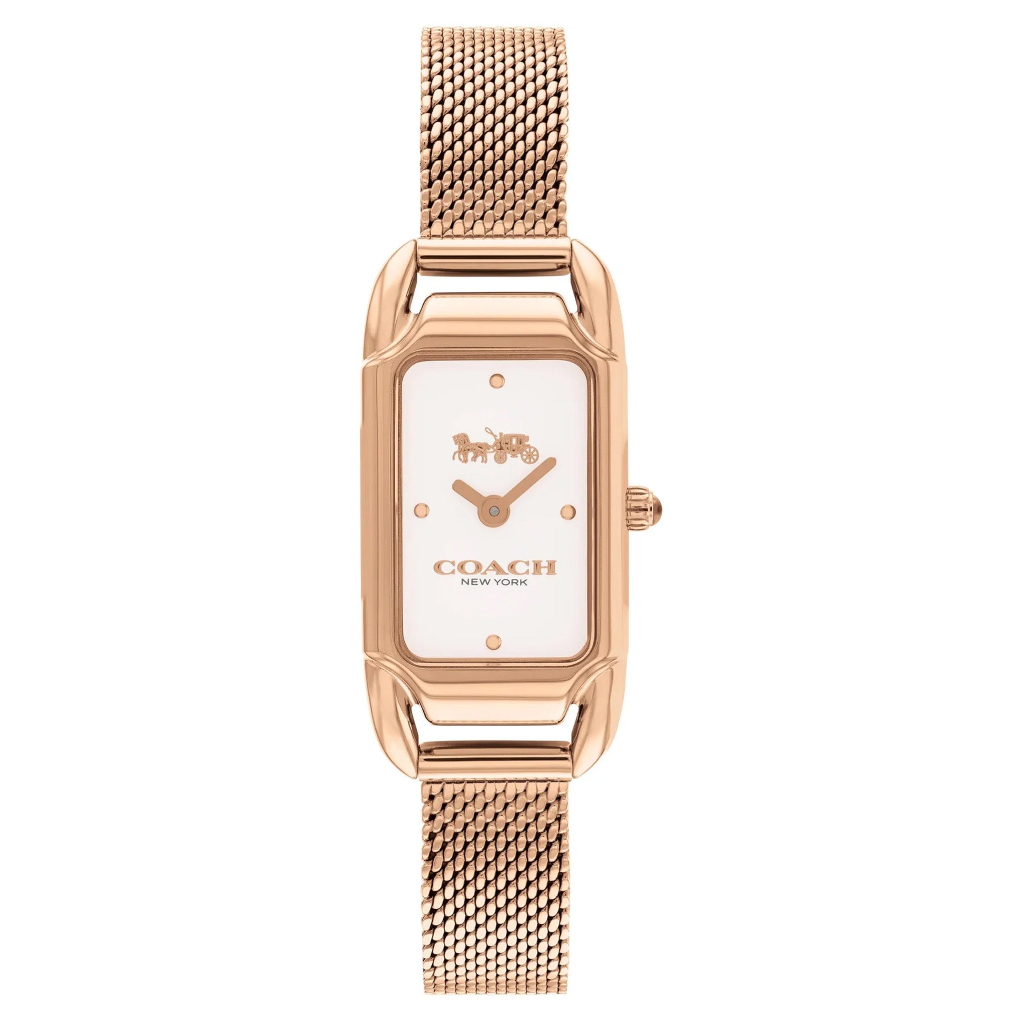 Coach Rose Gold Steel Mesh Silver White Dial Women's Watch - 14504085