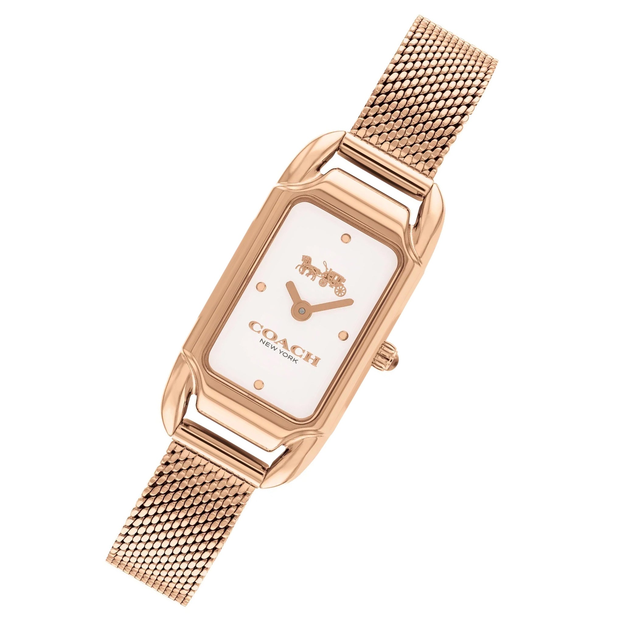 Coach Rose Gold Steel Mesh Silver White Dial Women's Watch - 14504085