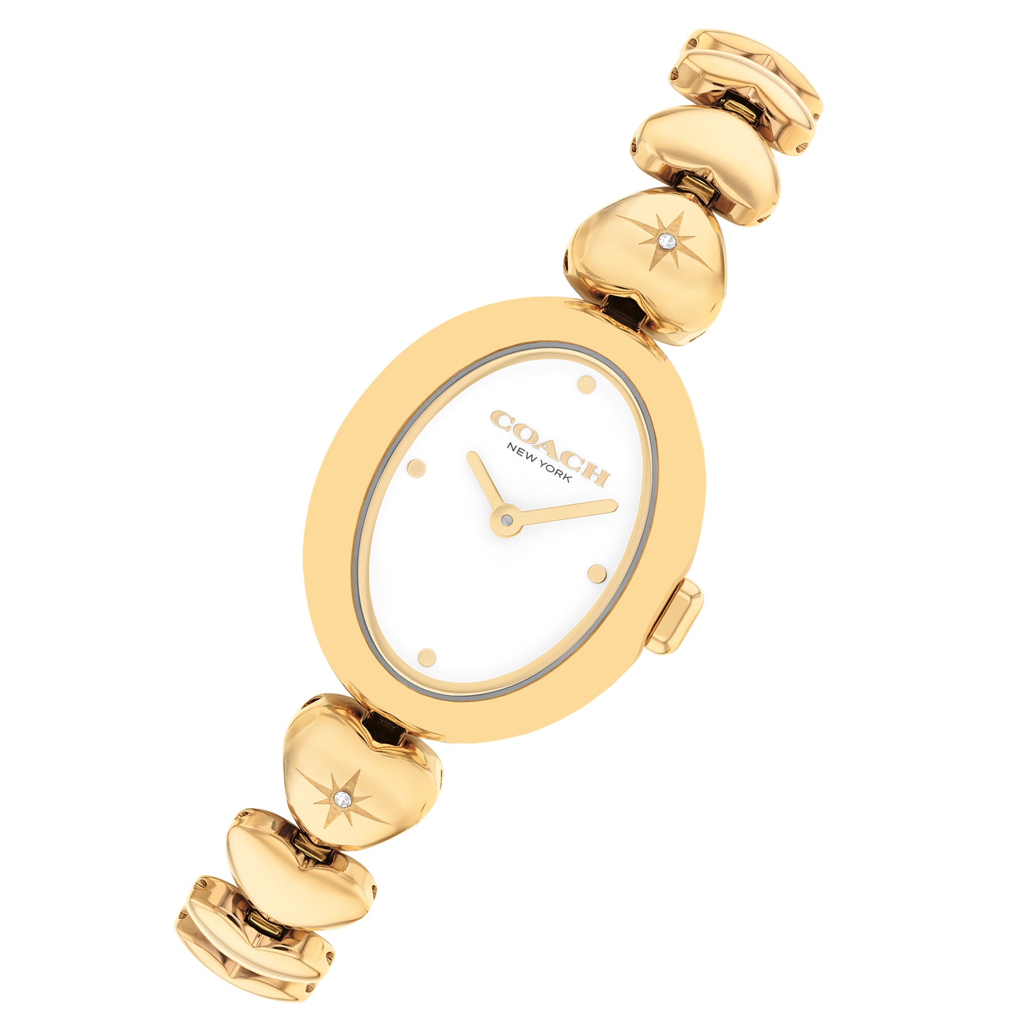 Coach Gold Steel & Crystals White Dial Women's Watch - 14504638