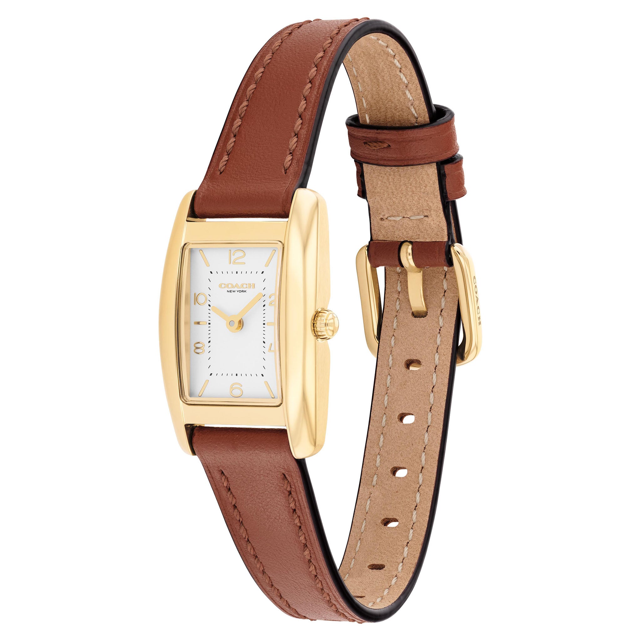 Coach Saddle Leather Silver White Dial Women's Watch - 14504643