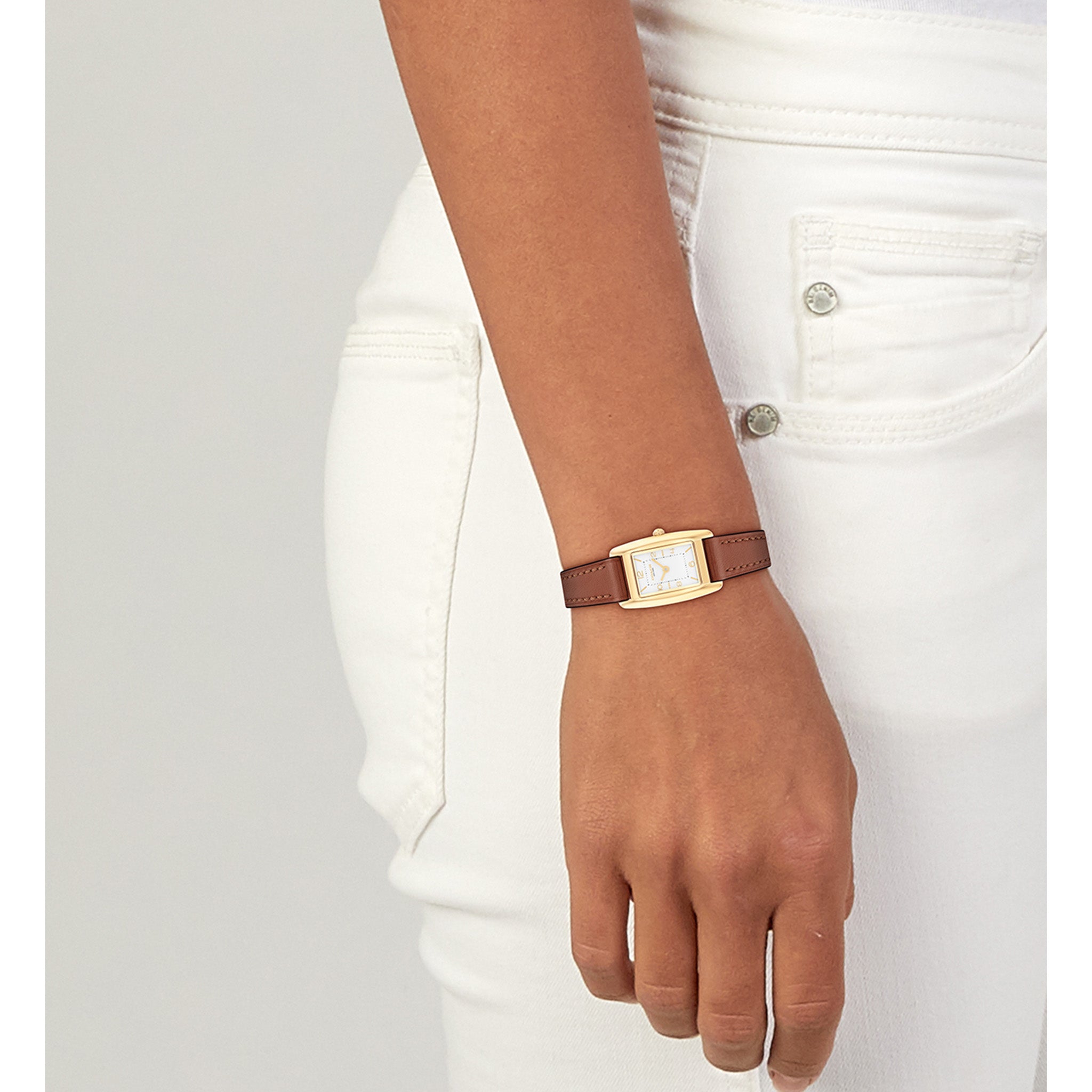 Coach Saddle Leather Silver White Dial Women's Watch - 14504643