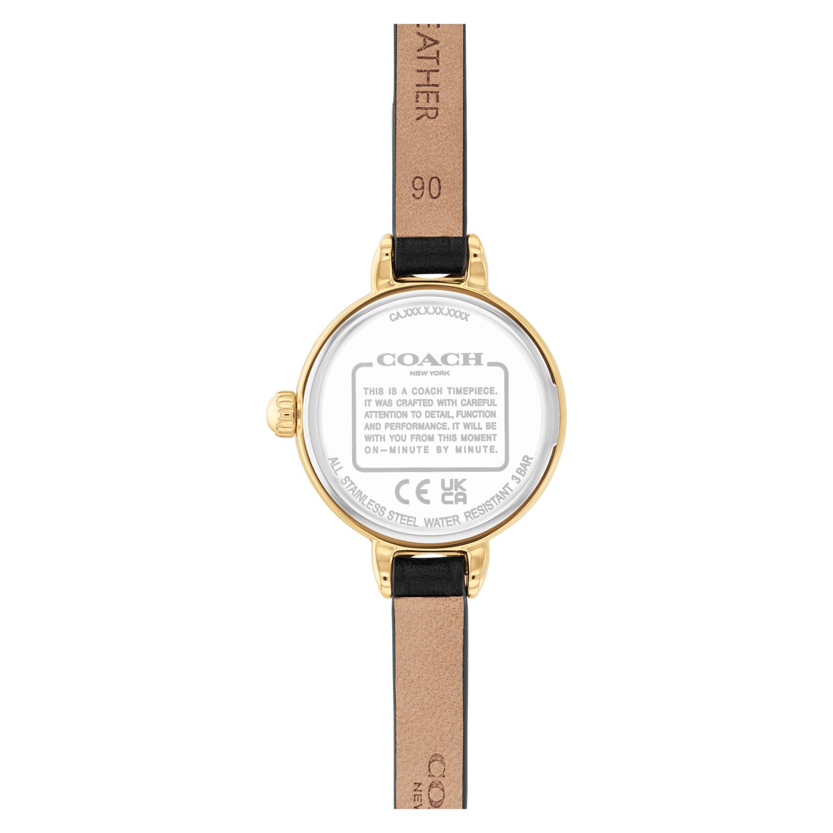 Coach Black Leather White Dial Women's Watch - 14504654