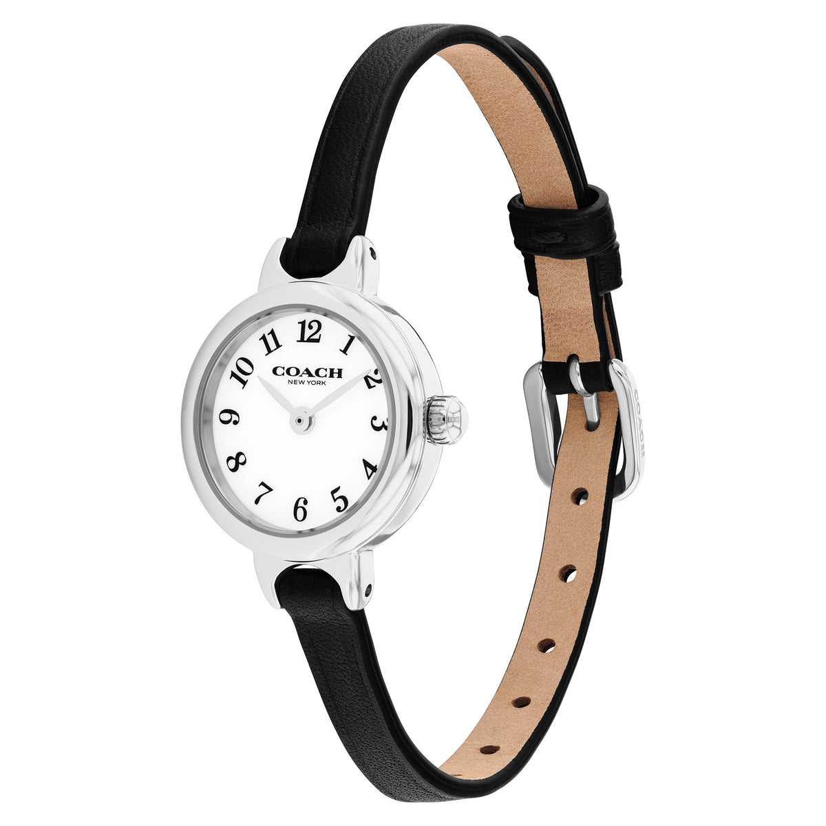 Coach Black Leather White Dial Women's Watch - 14504657