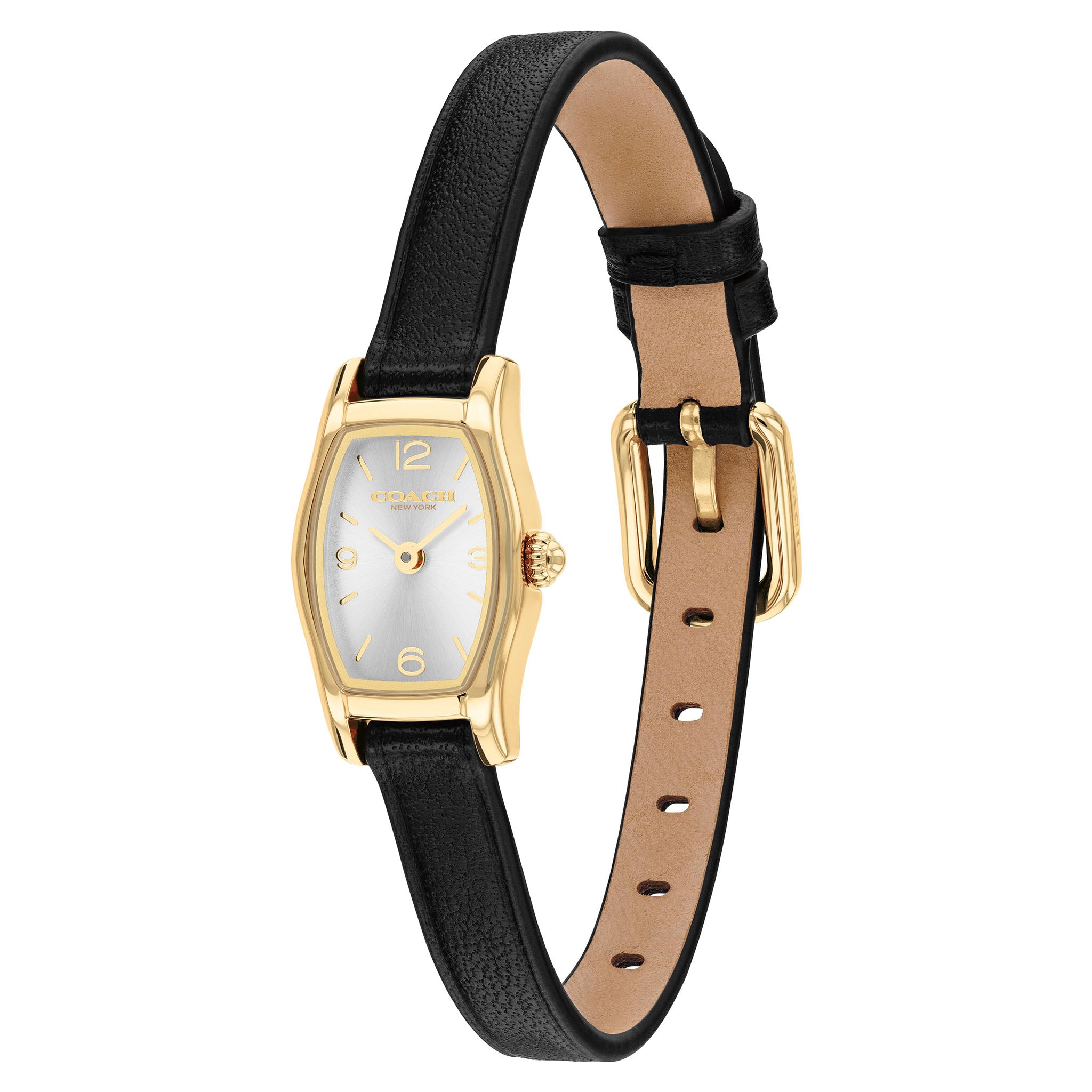 Coach Black Leather Silver White Dial Women's Watch - 14504719