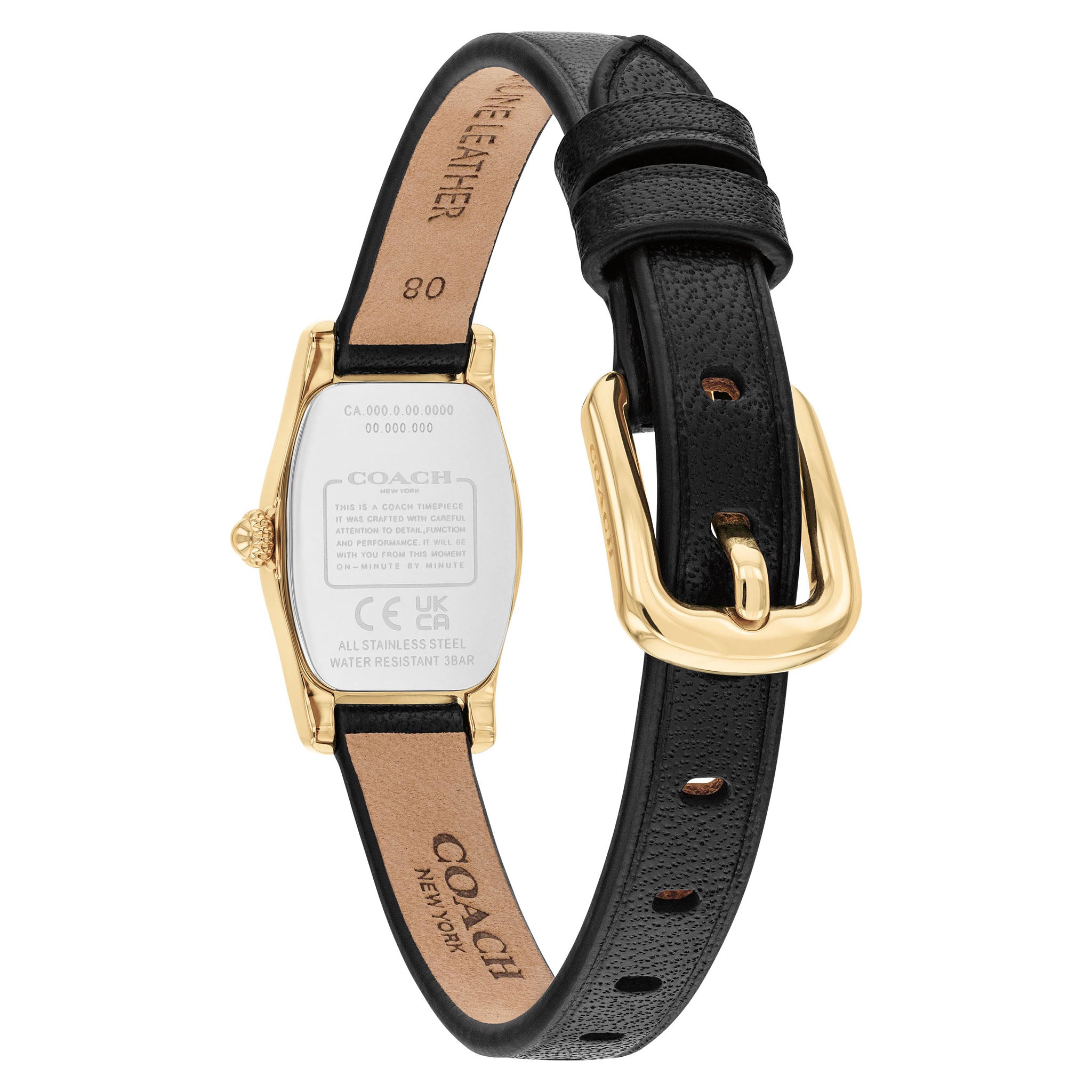 Coach Black Leather Silver White Dial Women's Watch - 14504719