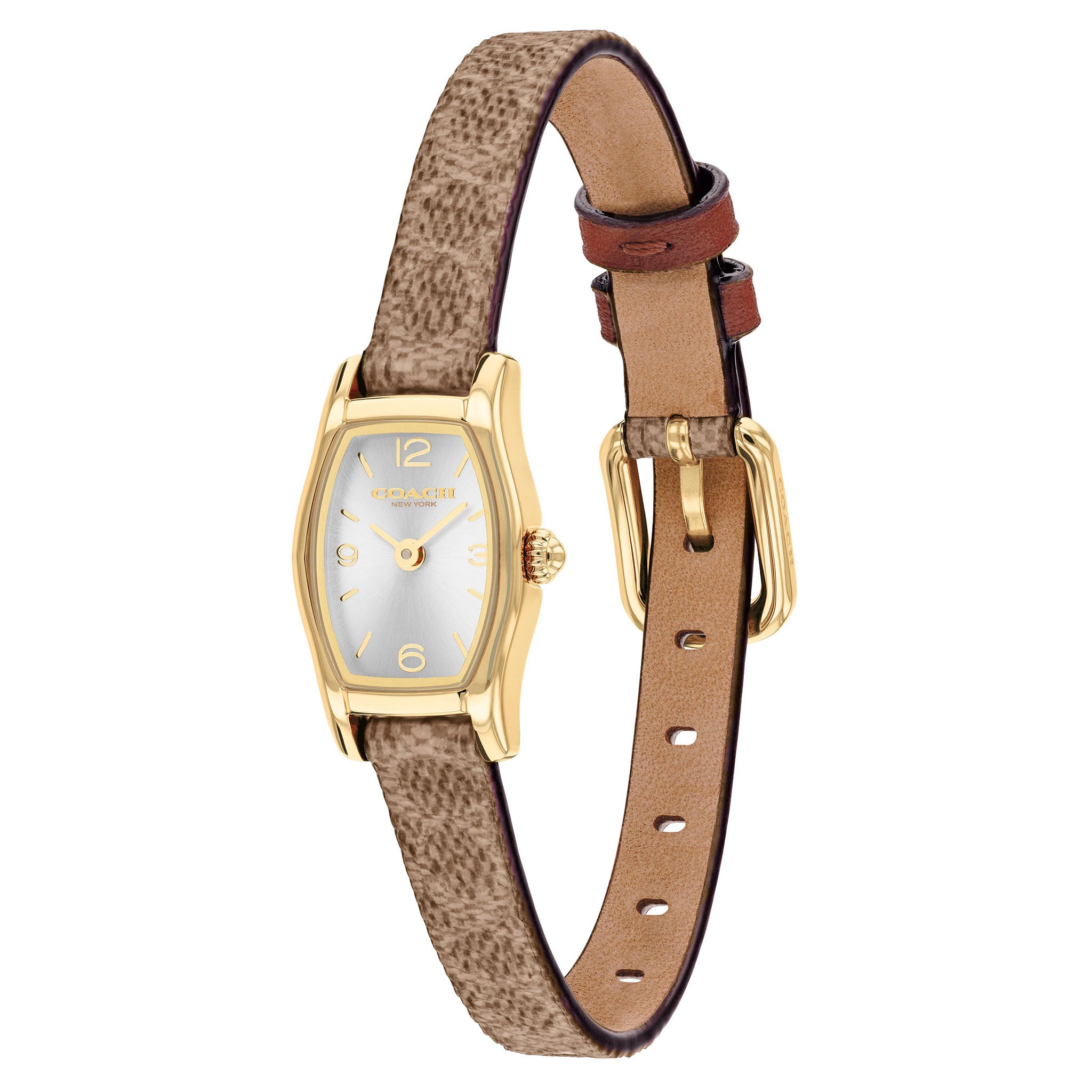 Coach Caramel Leather Silver White Dial Women's Watch - 14504720