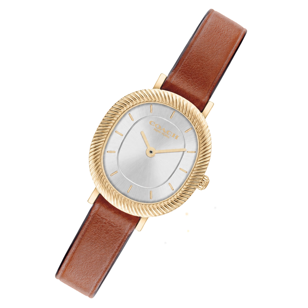Coach Saddle Leather Silver White Dial Women's Watch - 14504725