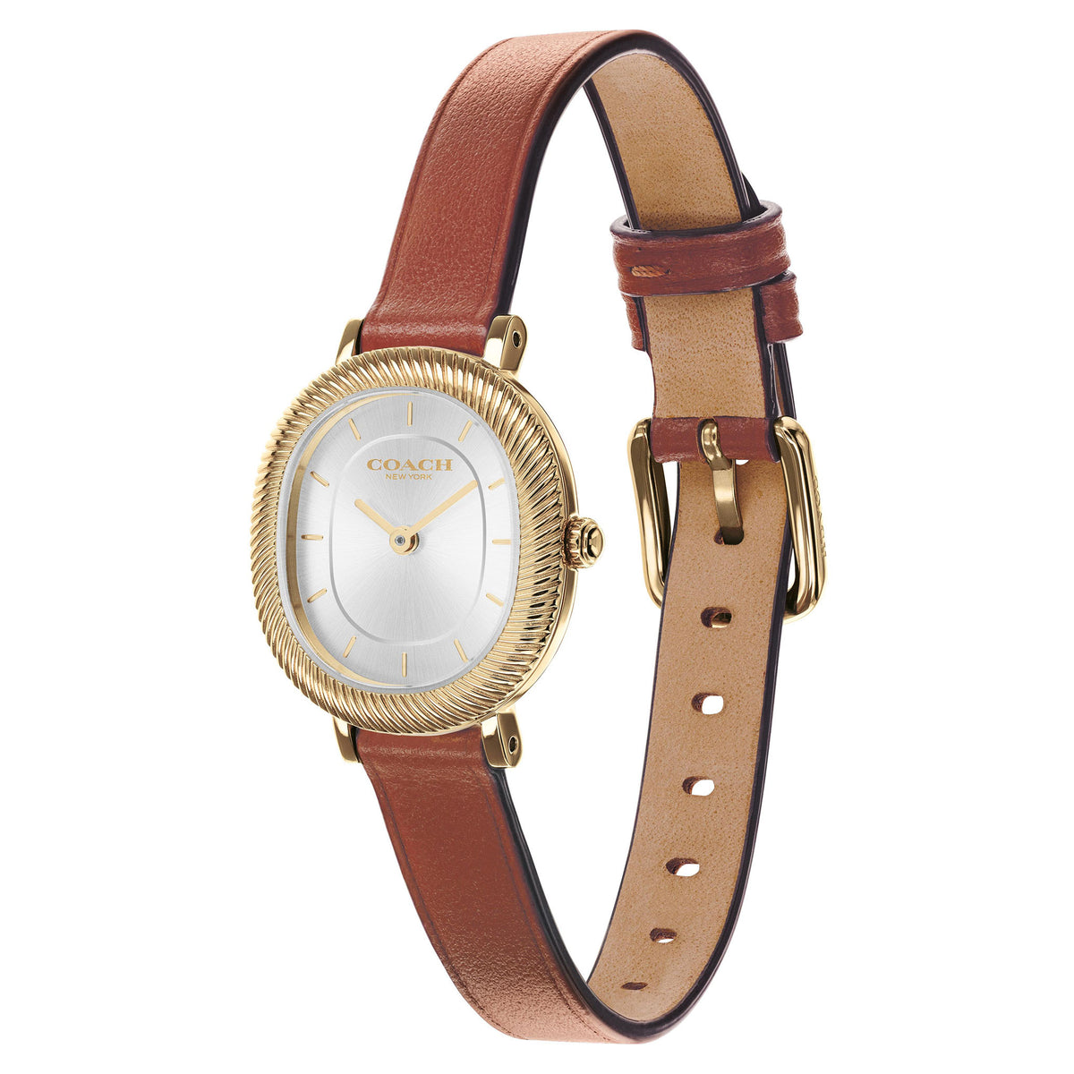 Coach Saddle Leather Silver White Dial Women's Watch - 14504725