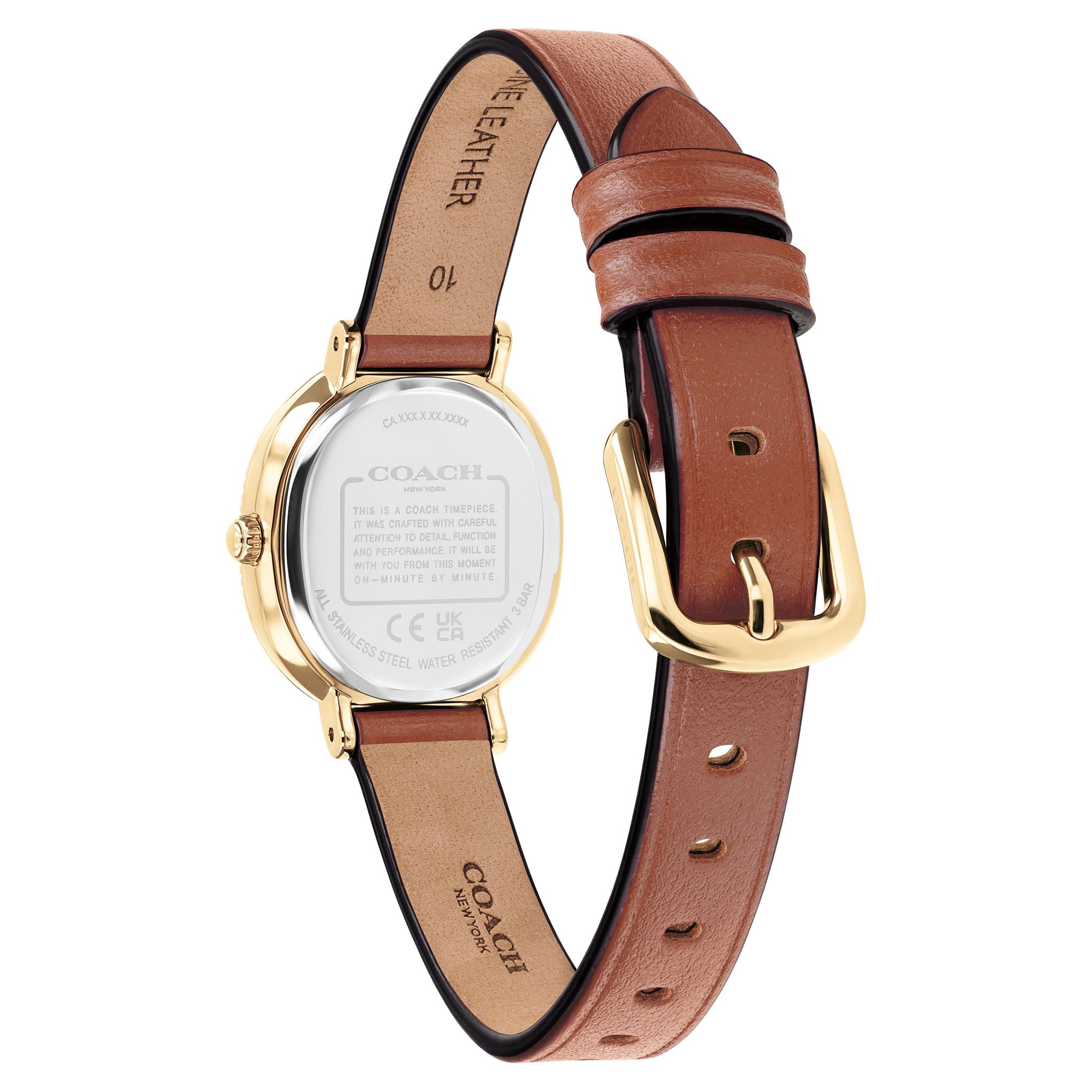 Coach Saddle Leather Silver White Dial Women's Watch - 14504725