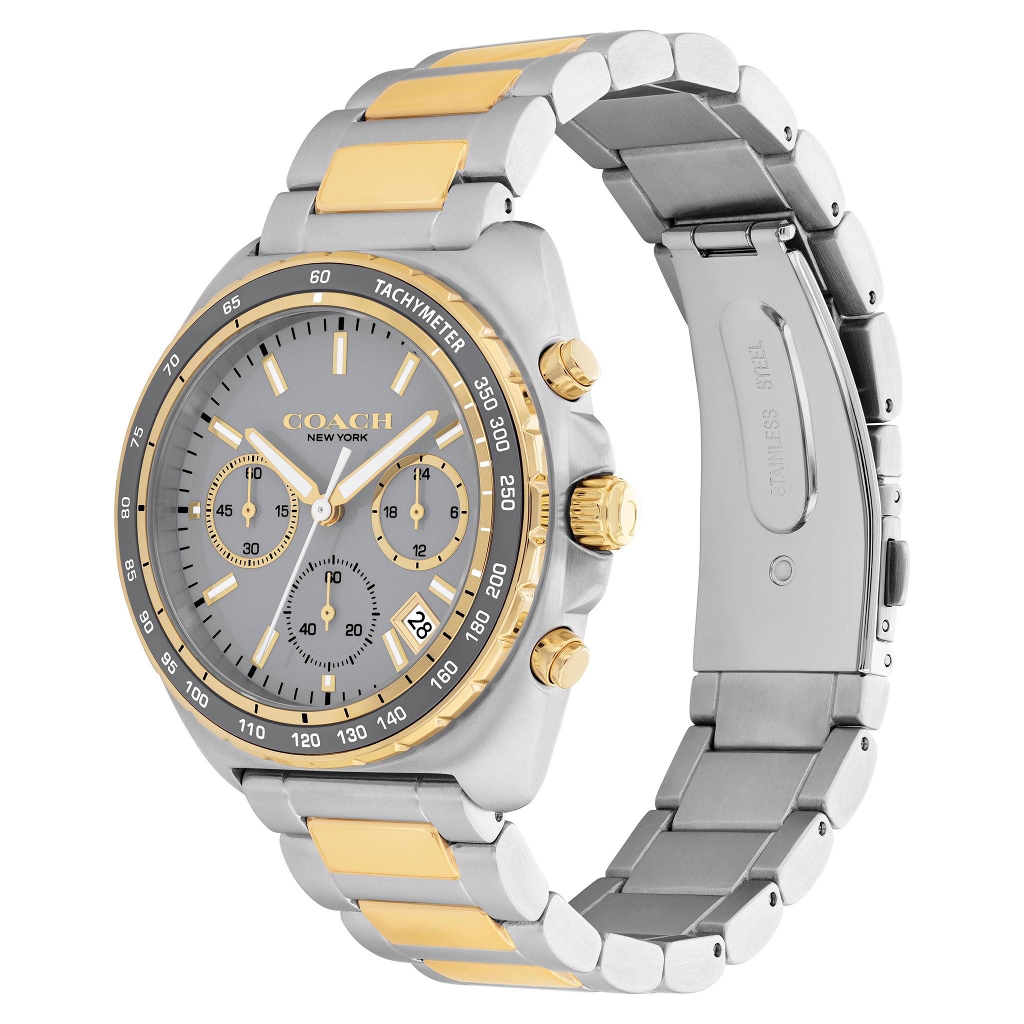 Coach Two-Tone Steel Grey Dial Chronograph Men's Watch - 14602740