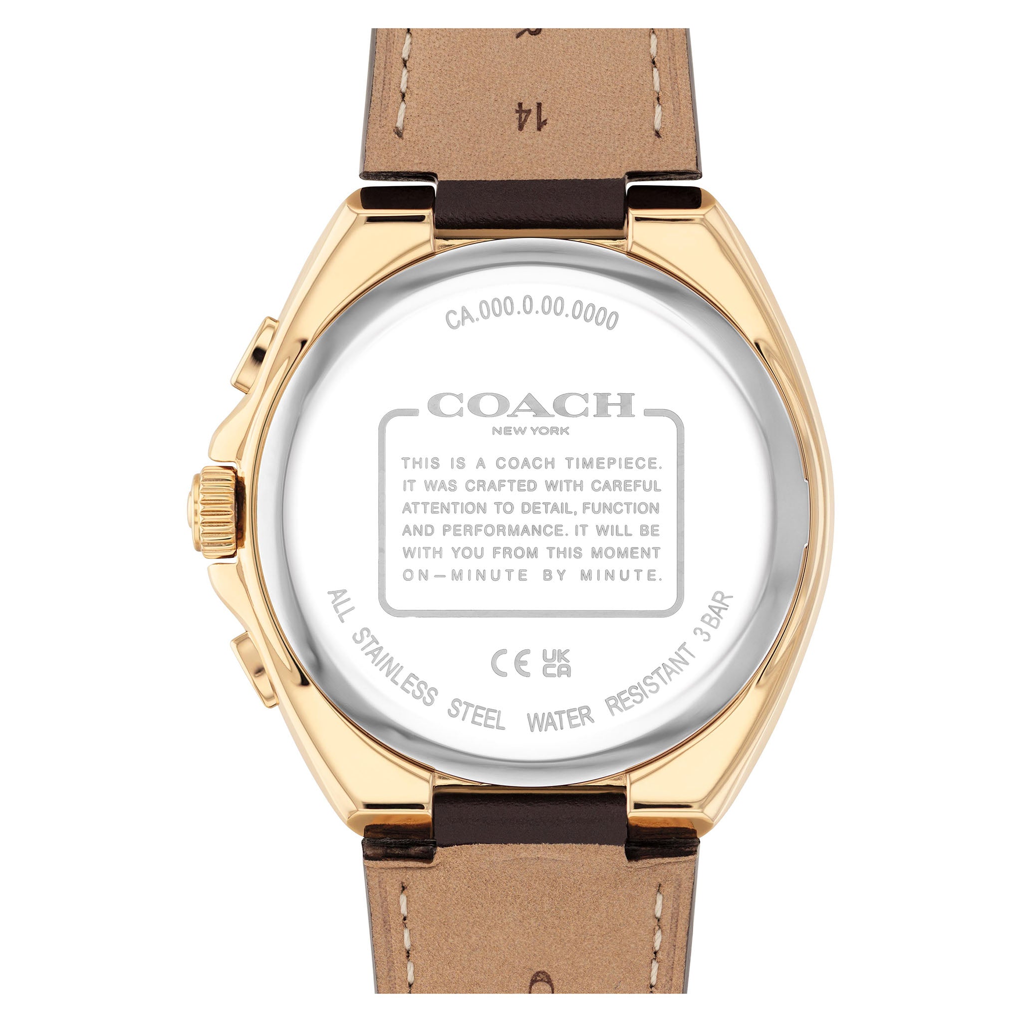 Coach Dark Brown Leather Silver White Dial Chronograph Men's Watch - 14602746