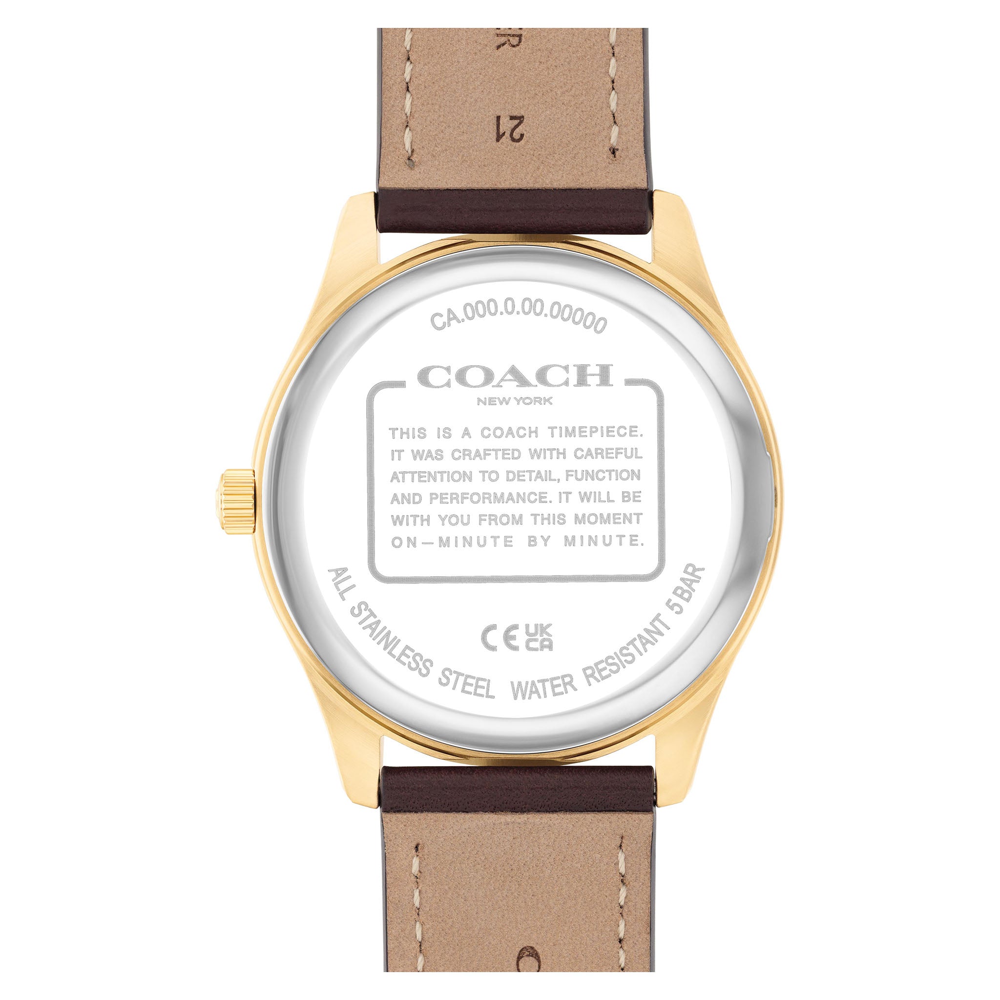Coach Brown Leather Silver White Dial Men's Watch - 14602756