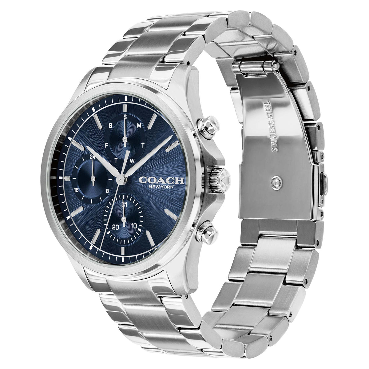 Coach Stainless Steel Navy Dial Multi-function Men's Watch - 14602776