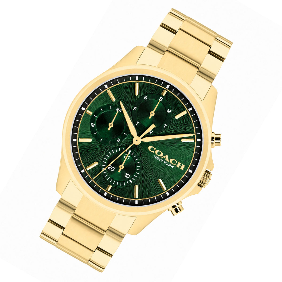 Coach Gold Steel Green Dial Multi-function Men's Watch - 14602779