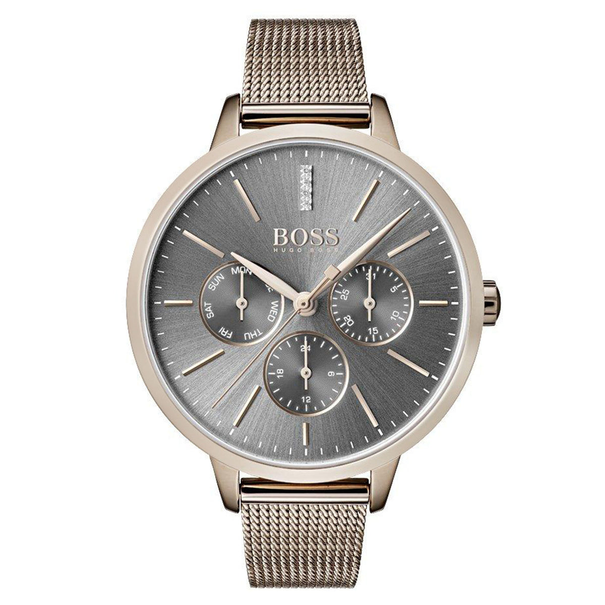 BOSS by Hugo Boss Steel Mesh Grey Dial Women's Multi-function Watch - 1502424