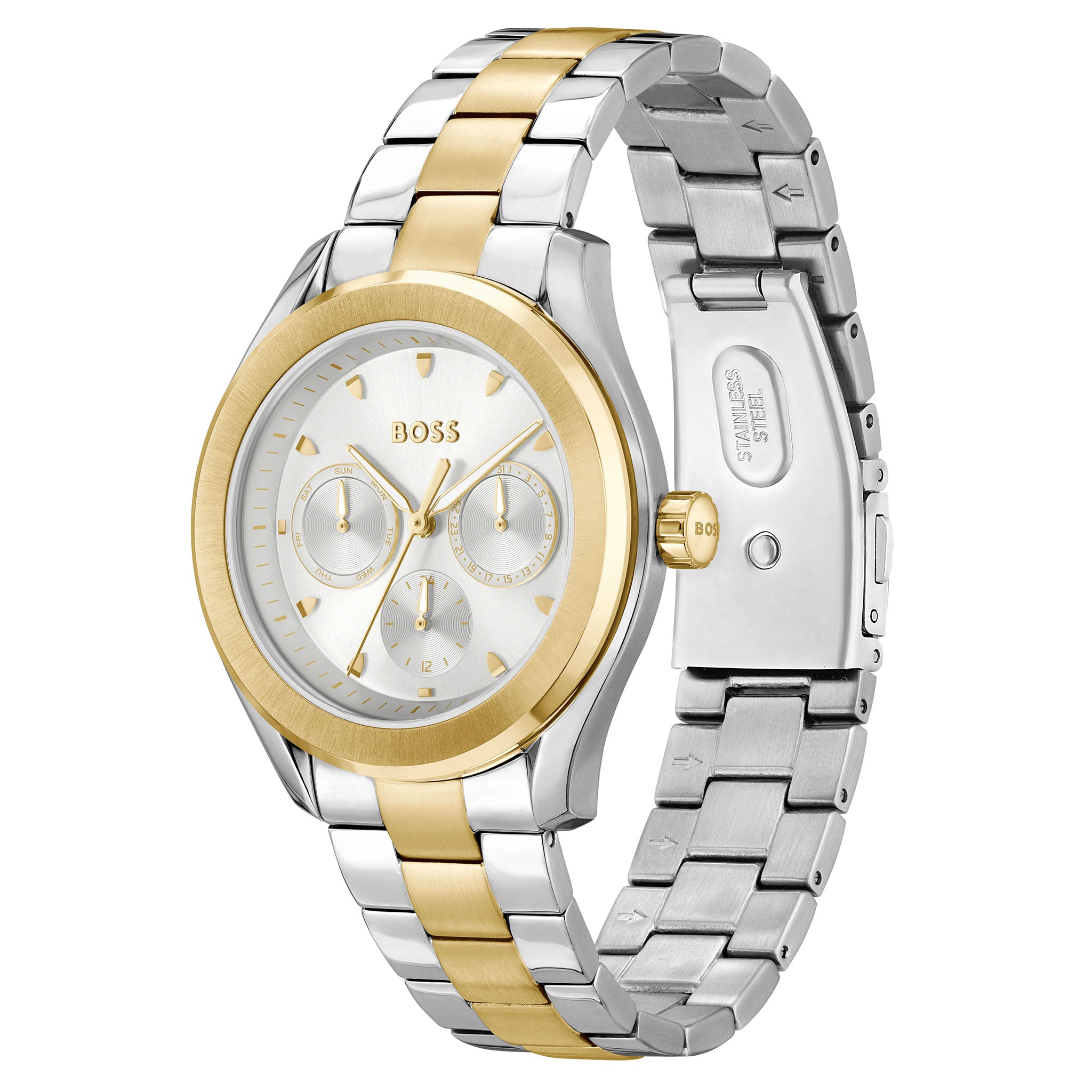 Hugo Boss Two-Tone Steel Silver White Dial Multi-function Women's Watch - 1502746