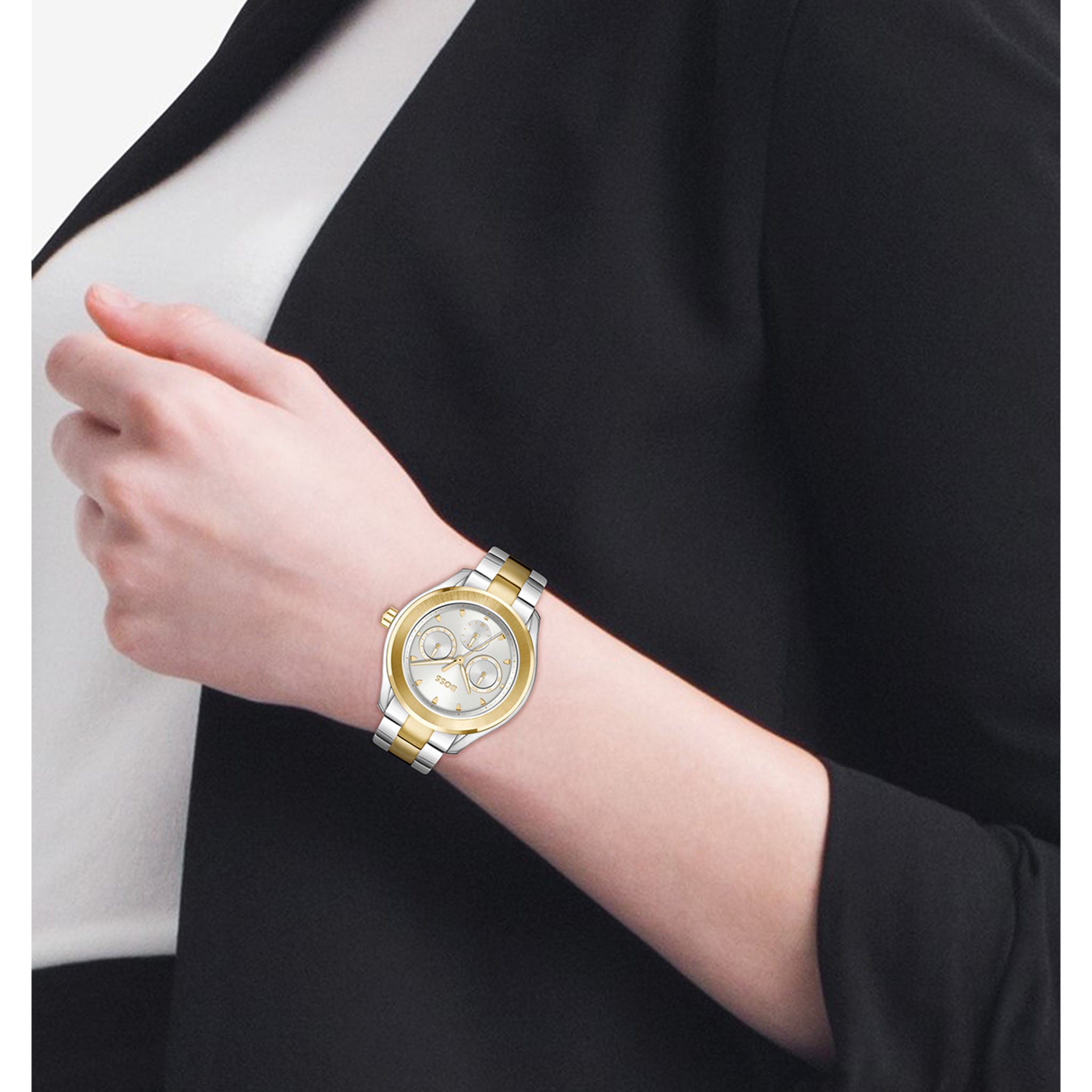 Hugo Boss Two-Tone Steel Silver White Dial Multi-function Women's Watch - 1502746