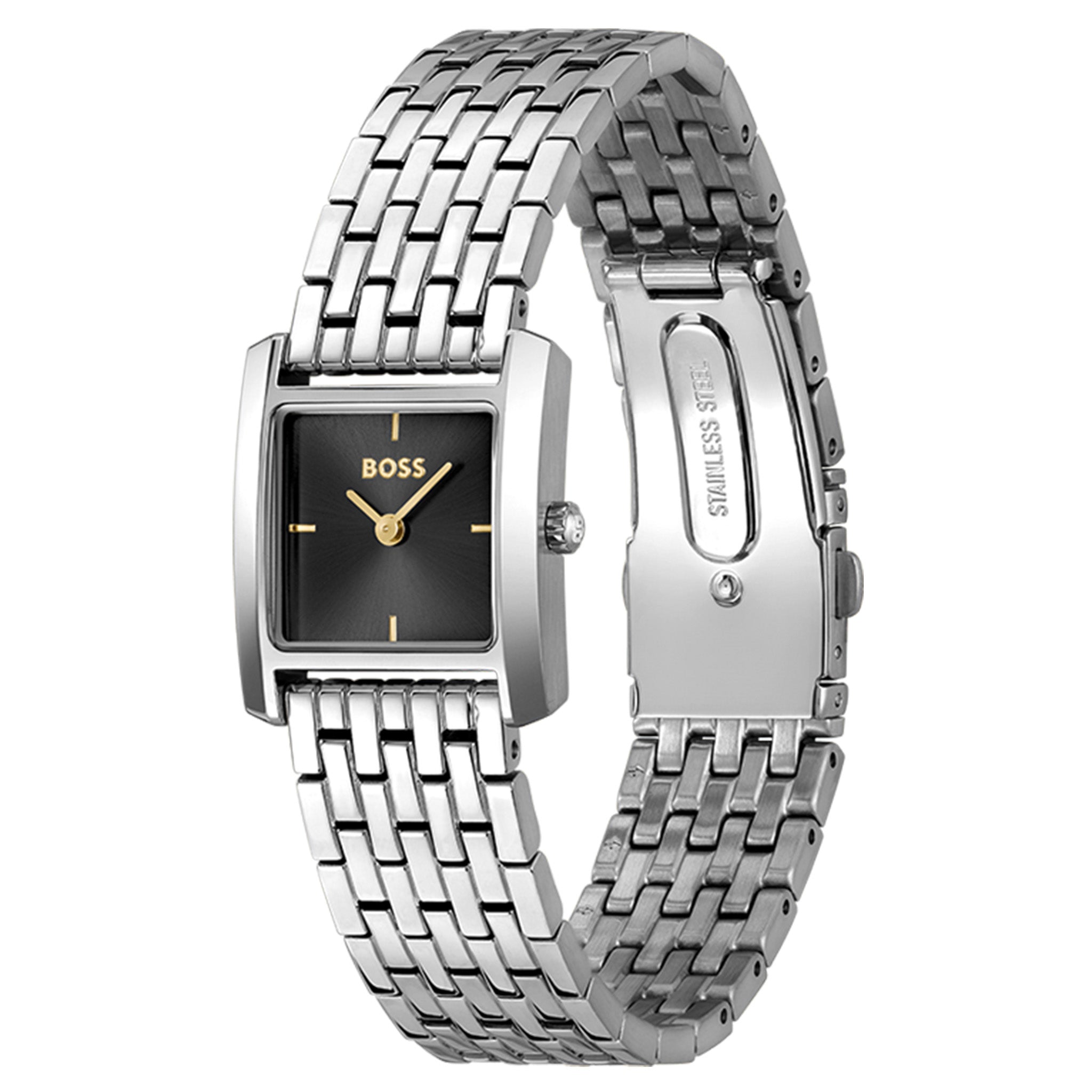 BOSS by Hugo Boss Silver Steel Black Dial Women's Watch - 1502844