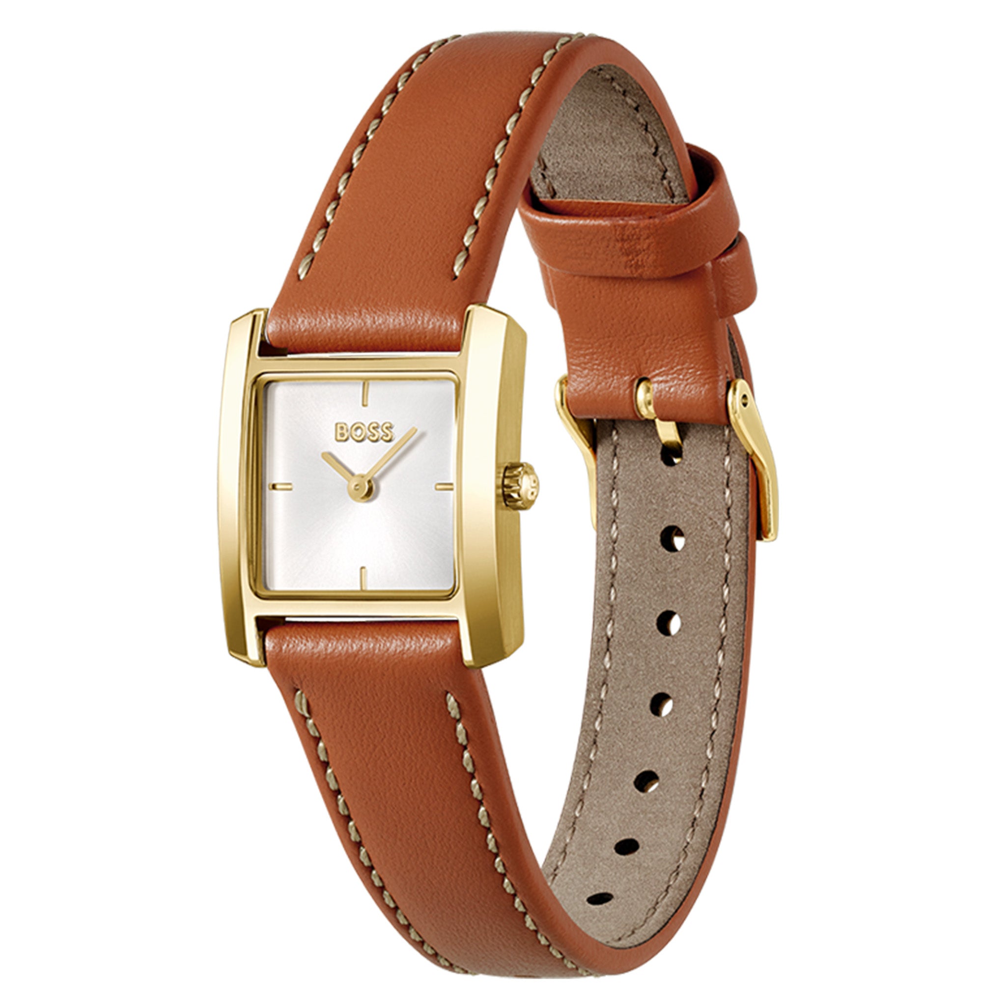 BOSS by Hugo Boss Camel Leather White Dial Women's Watch - 1502846