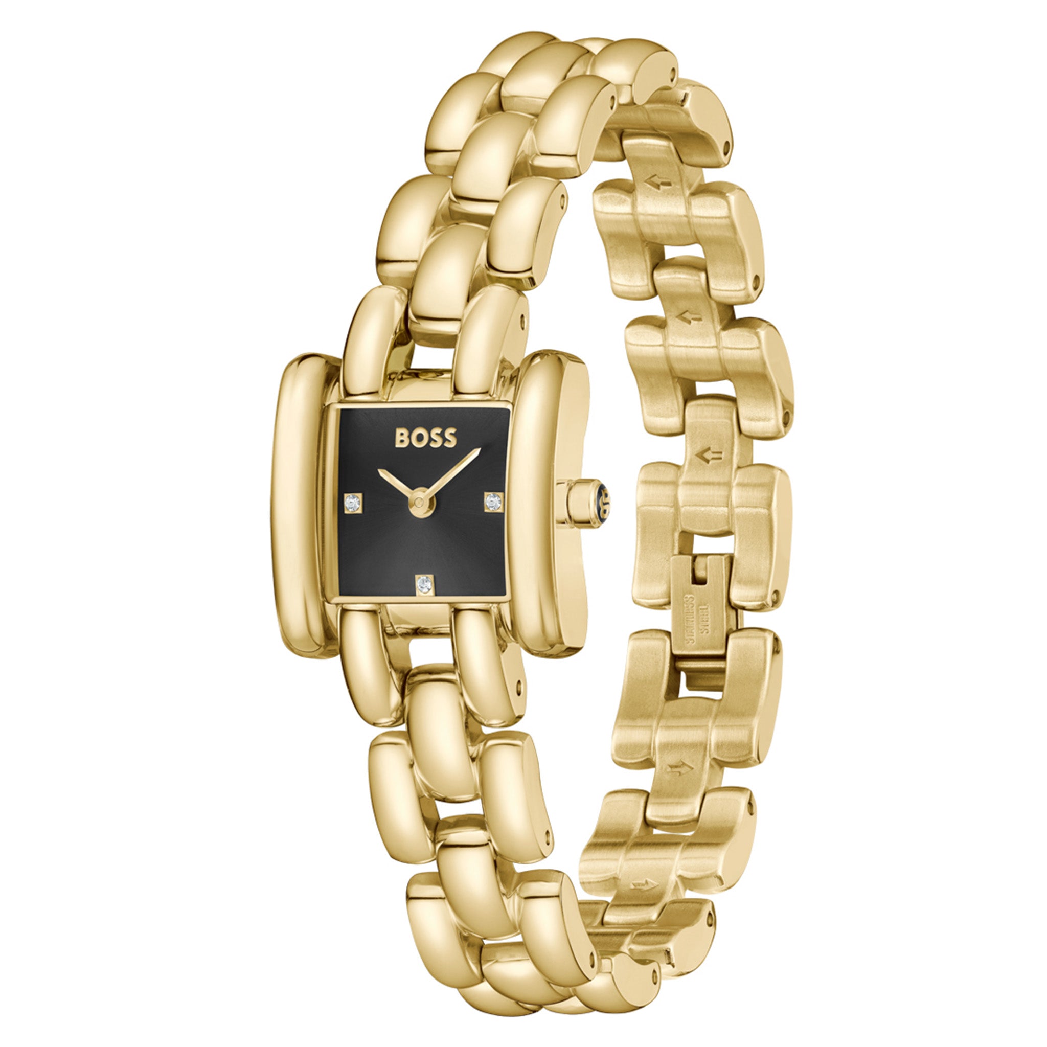 BOSS By Hugo Boss Gold Steel Black Dial Women's Watch - 1502875