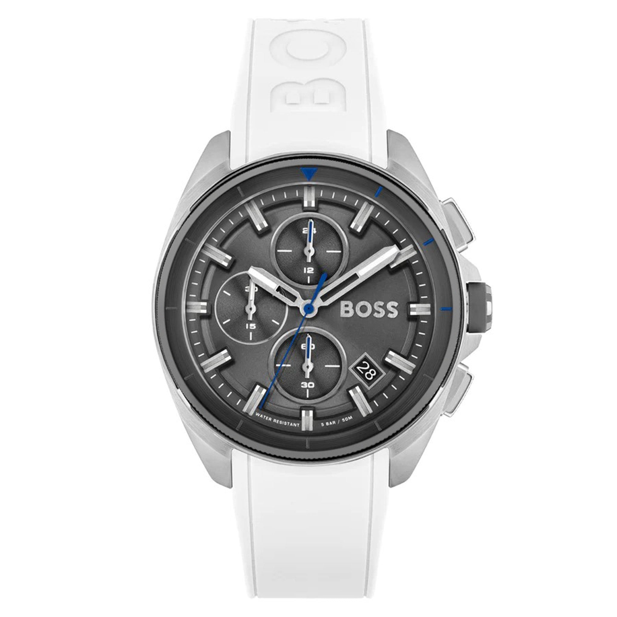 BOSS by Hugo Boss White Silicone Grey Dial Men's Chrono Watch - 1513948
