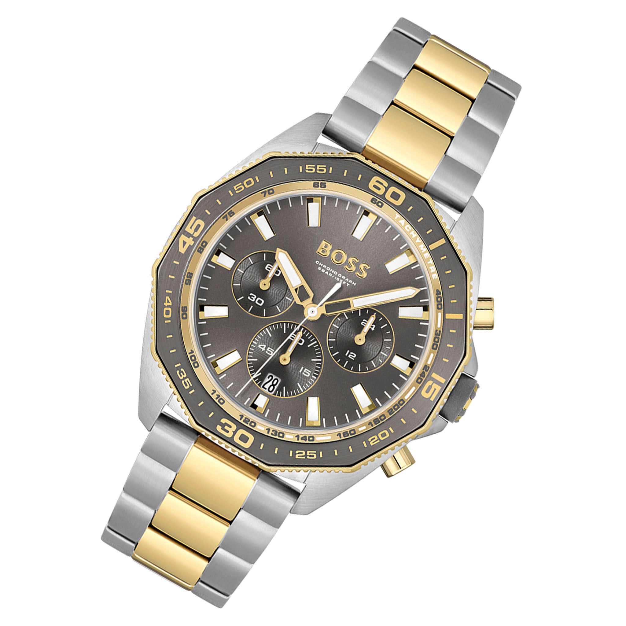 Hugo Boss Two-Tone Steel Grey Dial Chronograph Men's Watch - 1513974