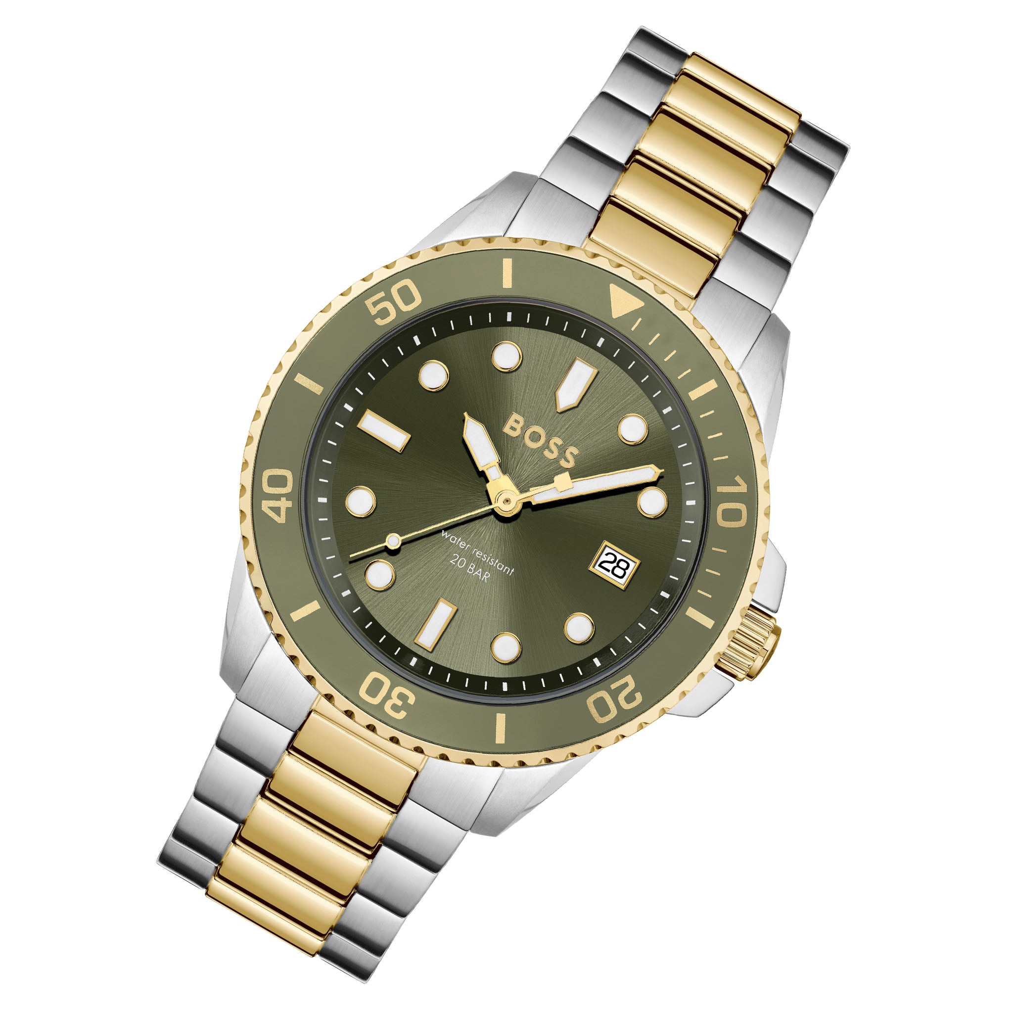 BOSS by Hugo Boss Gold Steel Olive Green Dial Men's Watch - 1514011
