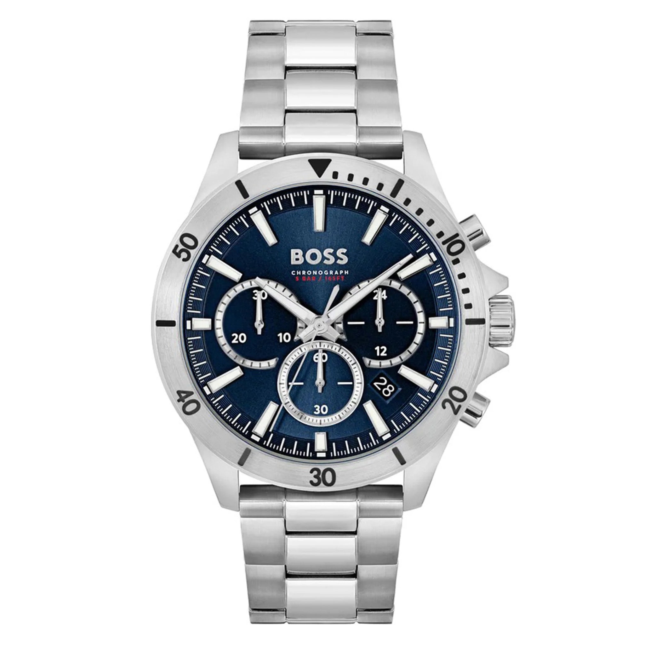 Hugo Boss Silver Steel Blue Dial Fashion Chrono Men's Watch - 1514069