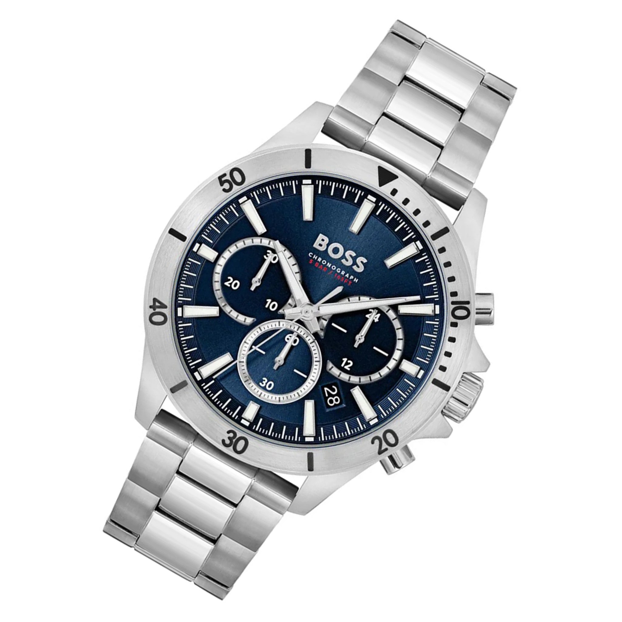 Hugo Boss Silver Steel Blue Dial Fashion Chrono Men's Watch - 1514069