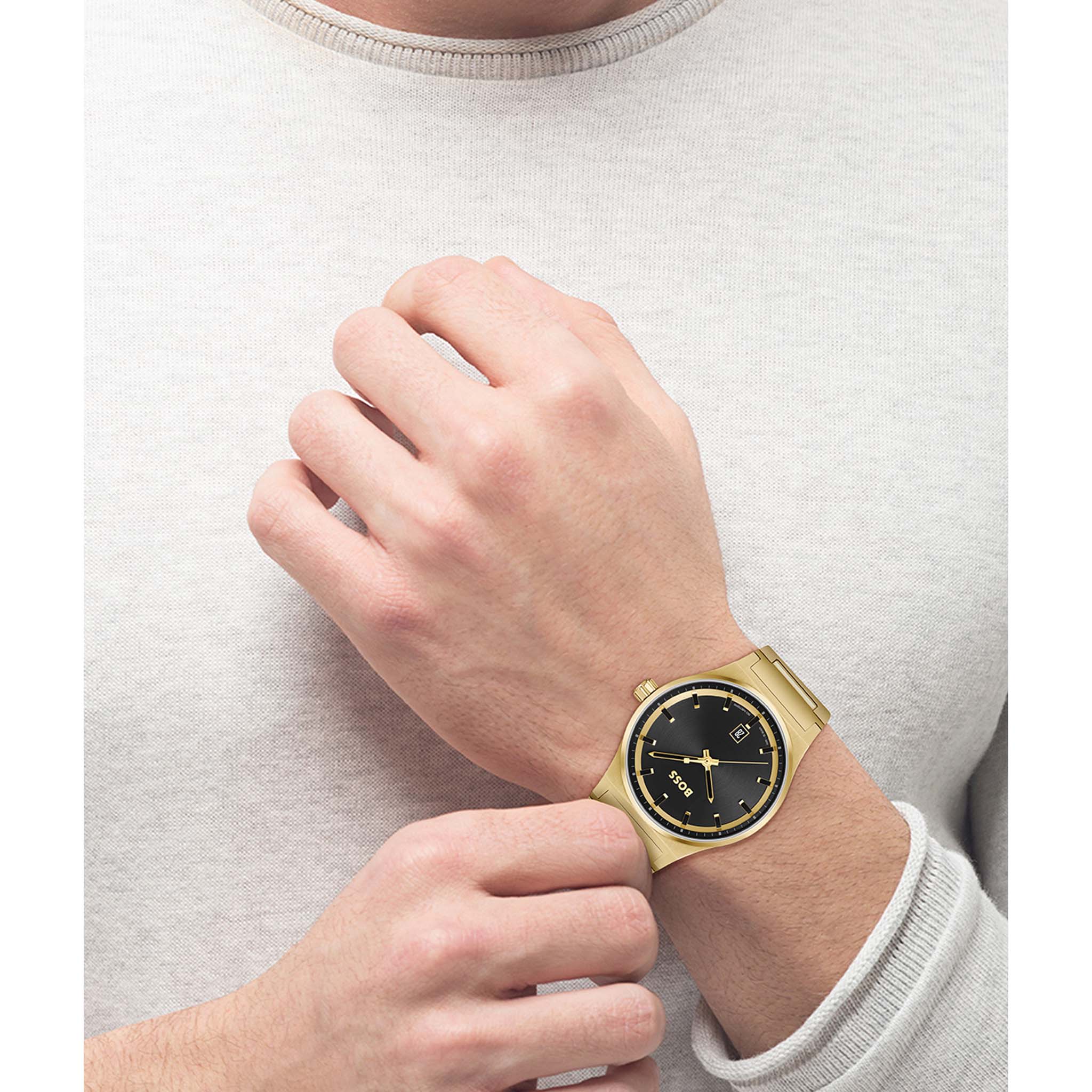 Hugo Boss Gold Steel Black Dial Men's Watch - 1514077