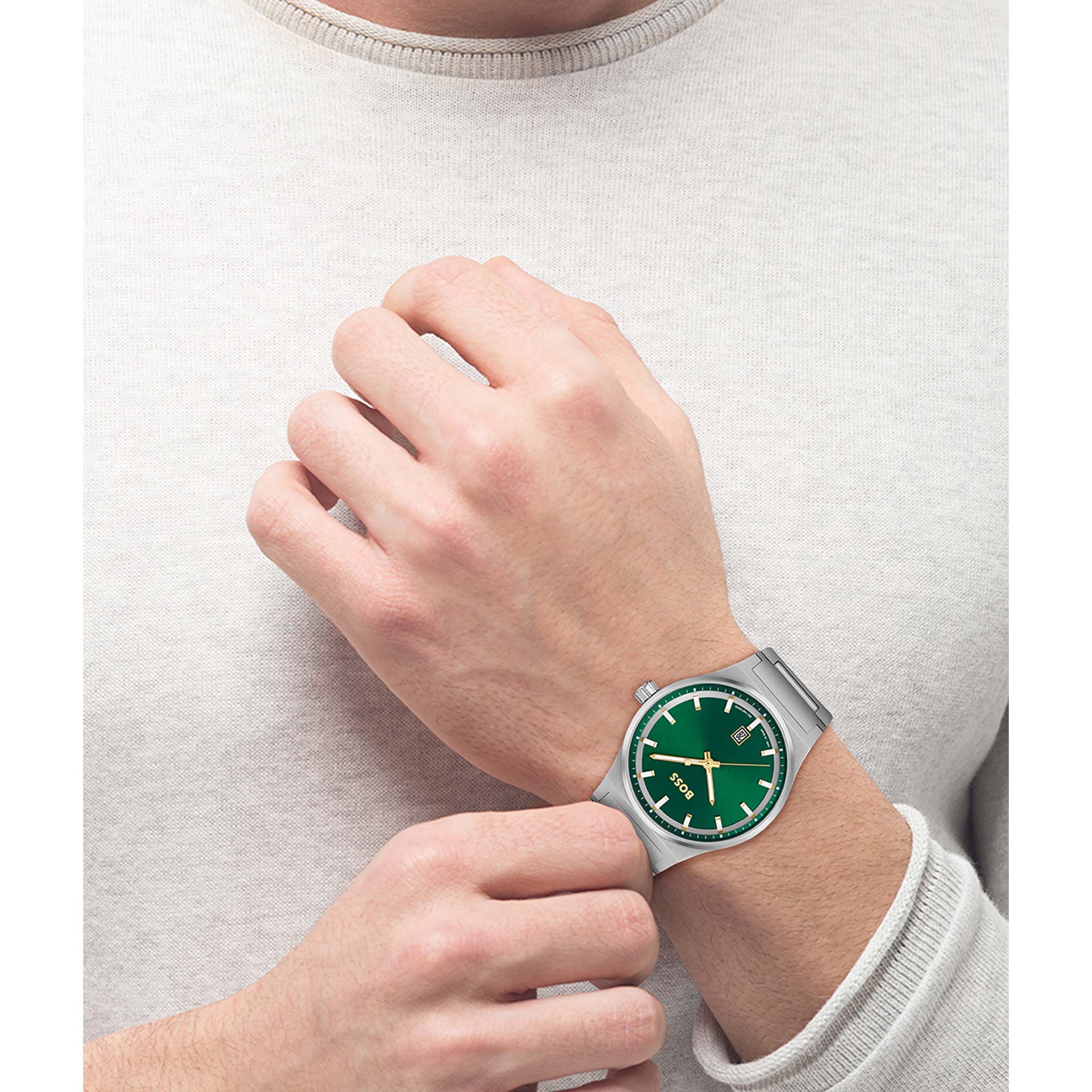 Hugo Boss Stainless Steel Green Dial Men's Watch - 1514079