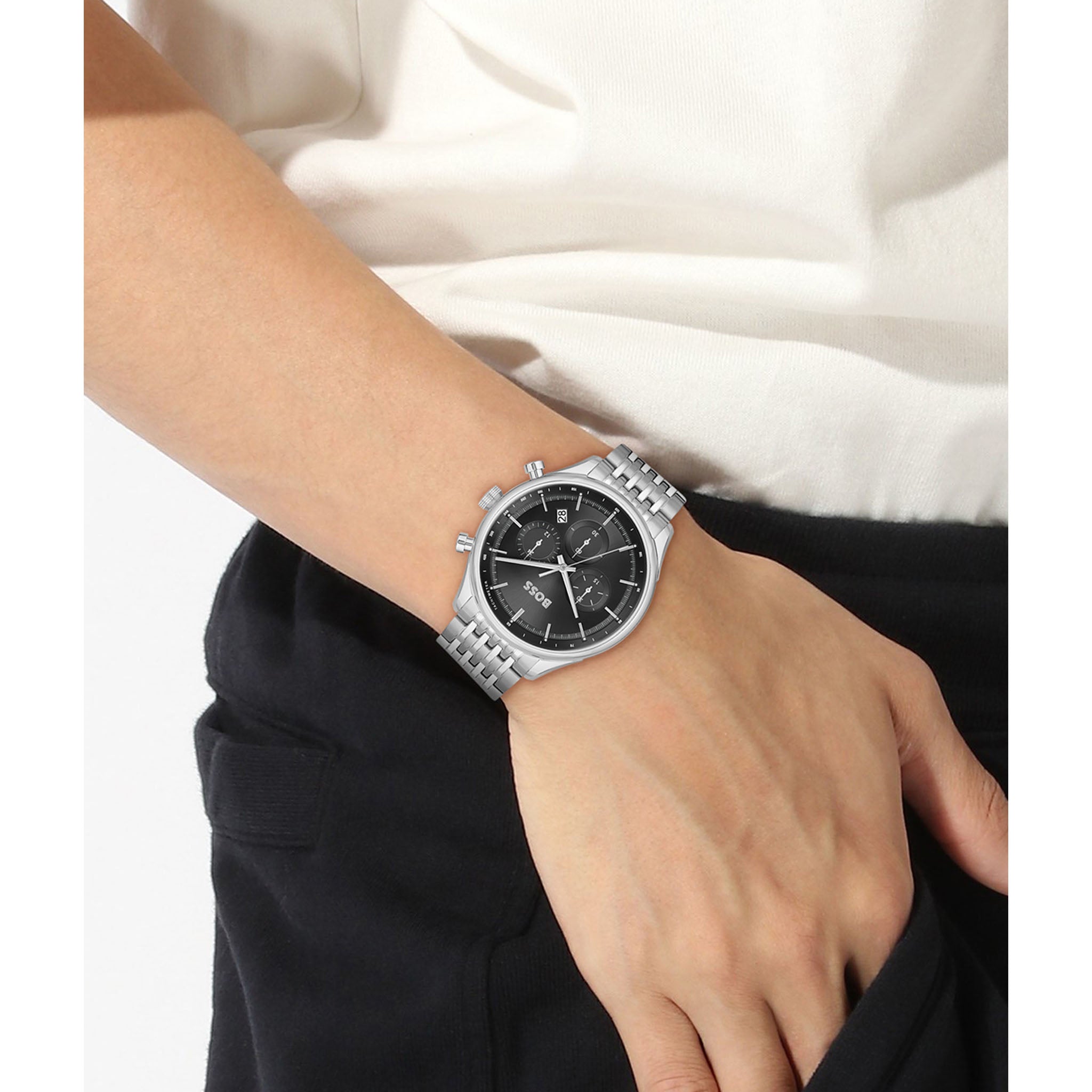 Hugo Boss Stainless Steel Black Dial Chronograph Men's Watch - 1514082