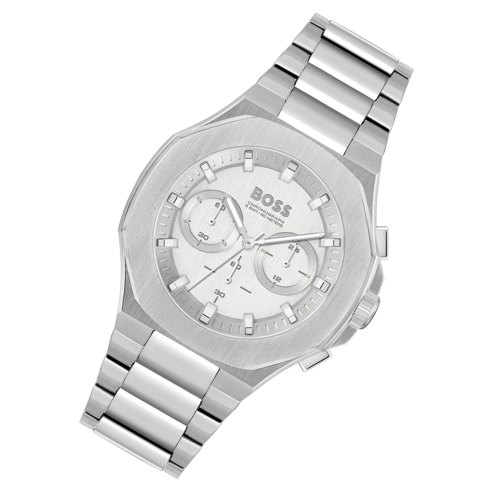BOSS by Hugo Boss Stainless Steel Silver Dial Chronograph Men's Watch- 1514087