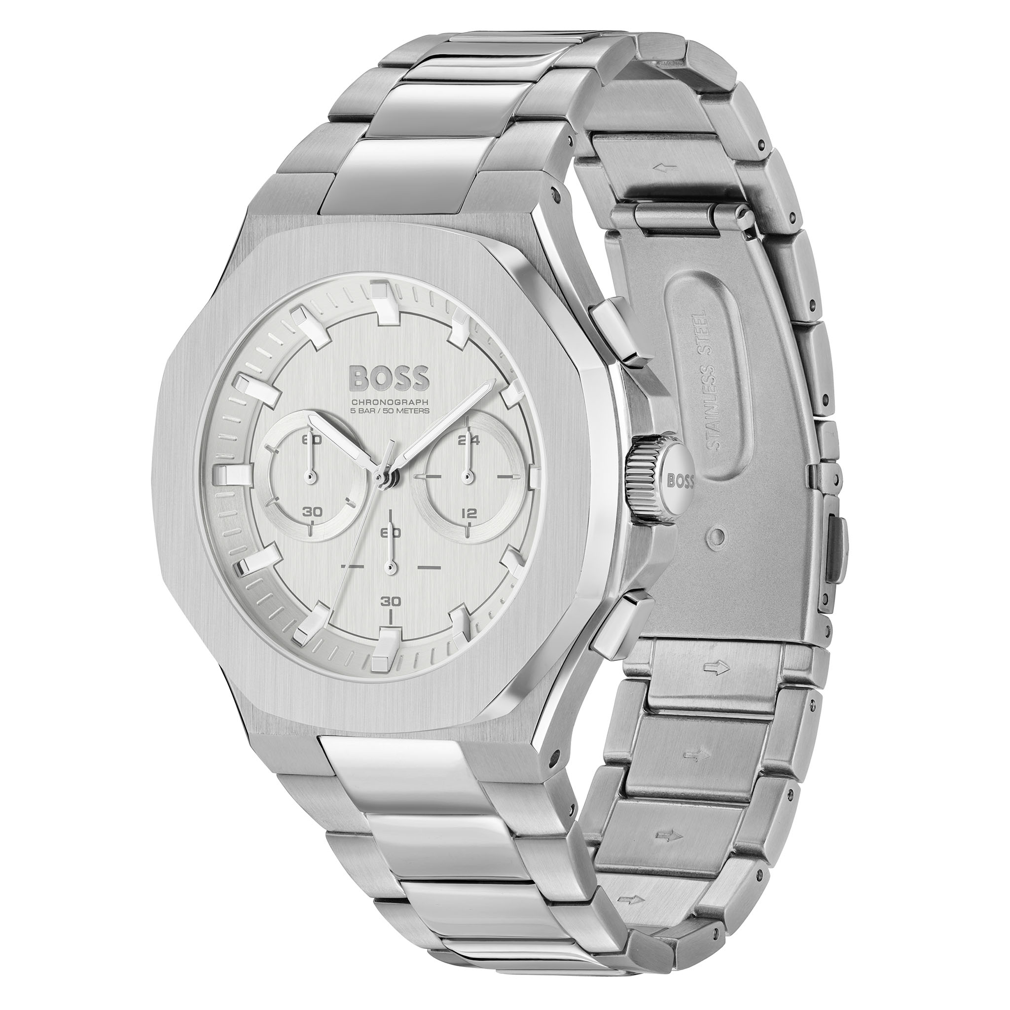 BOSS by Hugo Boss Stainless Steel Silver Dial Chronograph Men's Watch- 1514087