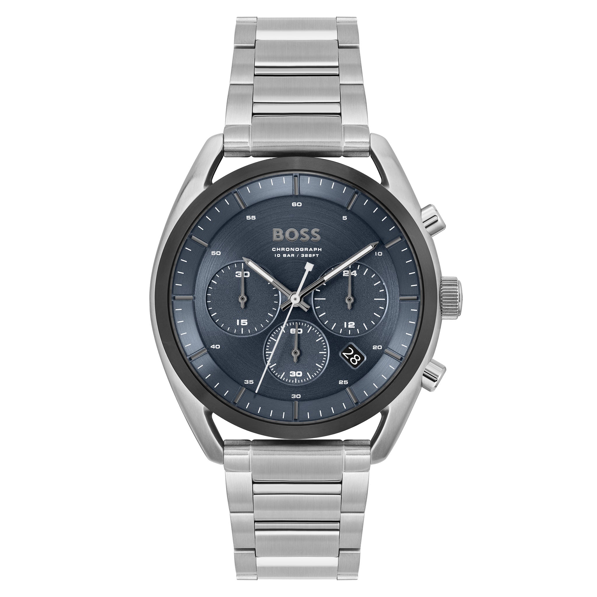 Hugo Boss Silver Steel Blue Dial Chronograph Men's Watch - 1514093