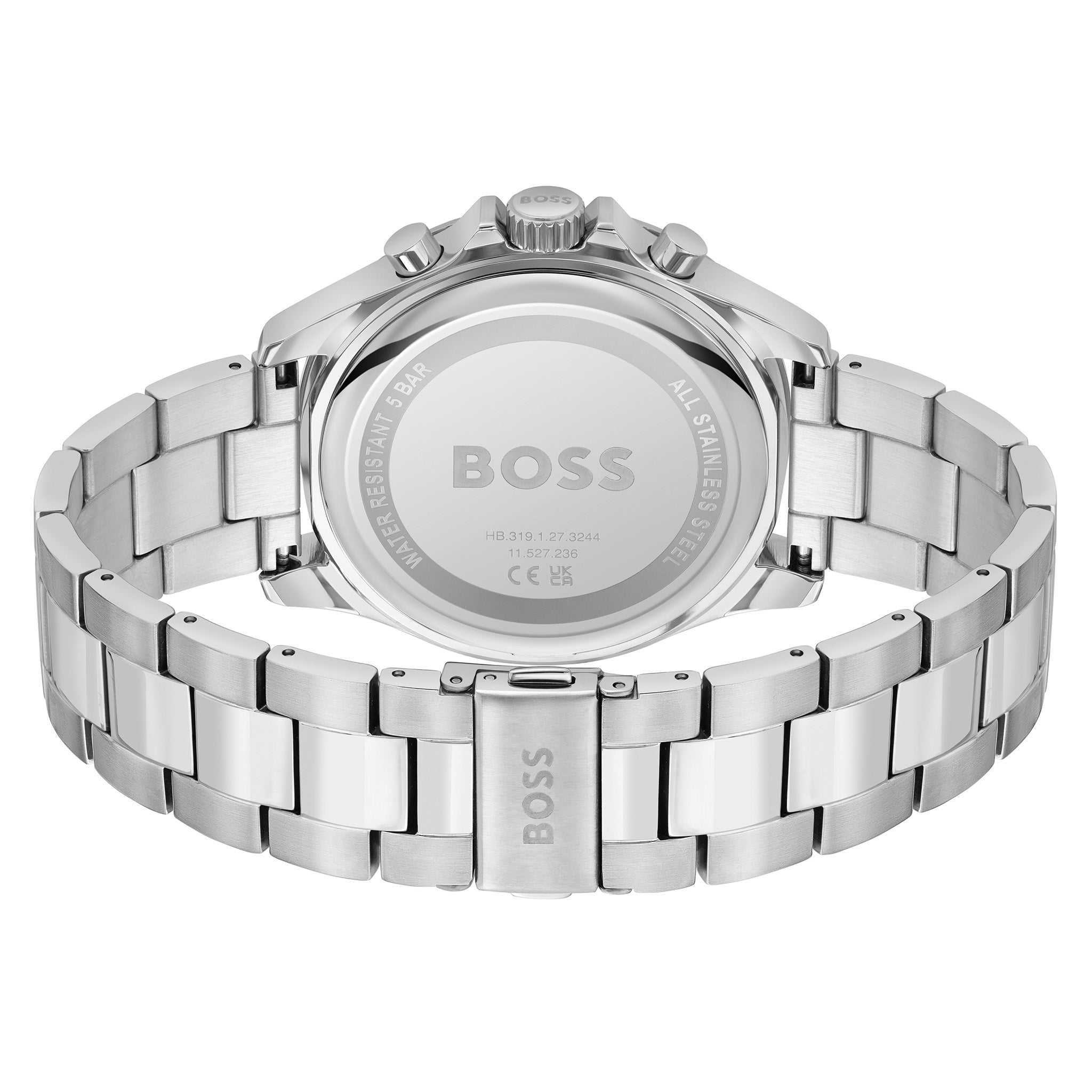 Hugo Boss Silver Steel Black Dial Chronograph Men's Watch - 1514101