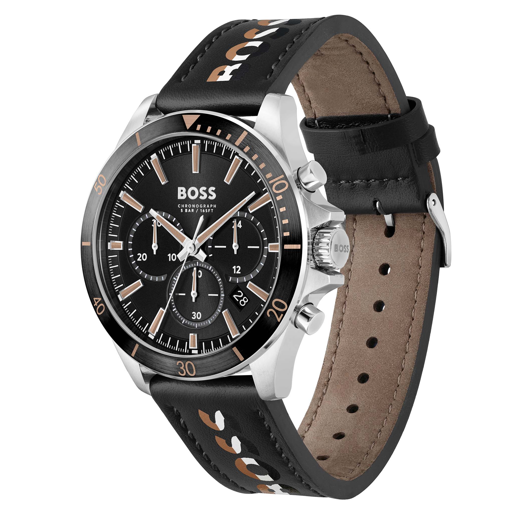 Hugo Boss Black Leather Chronograph Men's Watch - 1514121