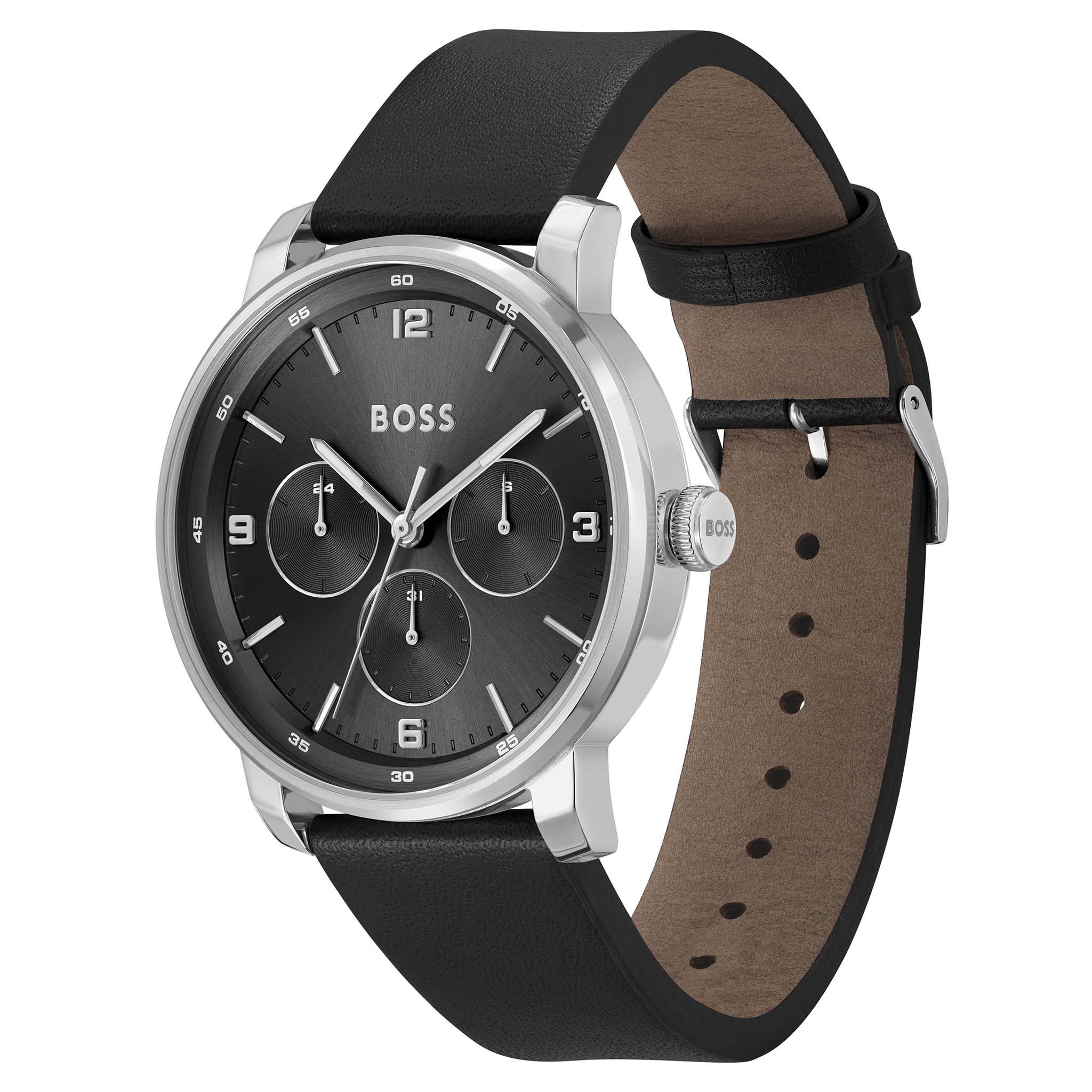 BOSS by Hugo Boss Black Leather Multi-function Men's Watch - 1514125