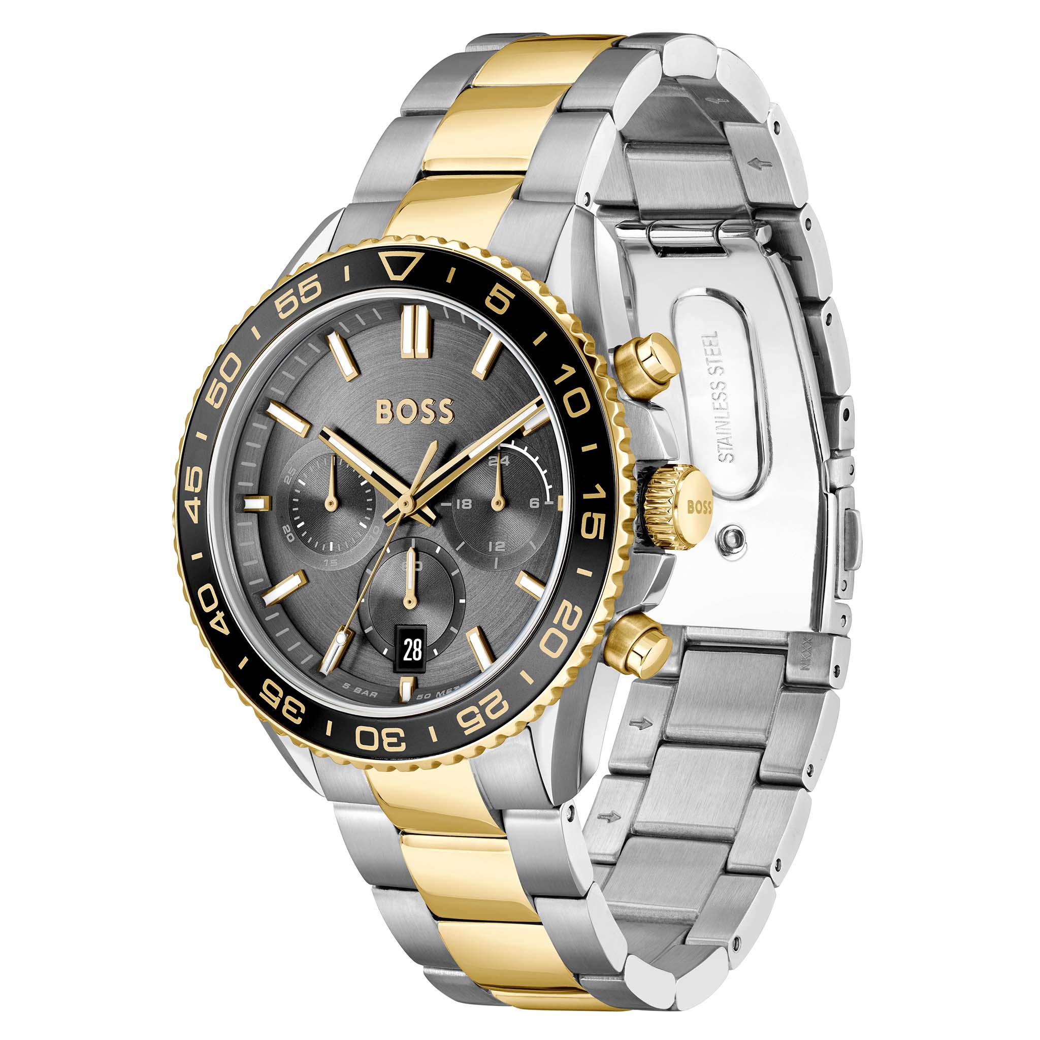 Hugo Boss Two-Tone Steel Grey Dial Chronograph Men's Watch - 1514144