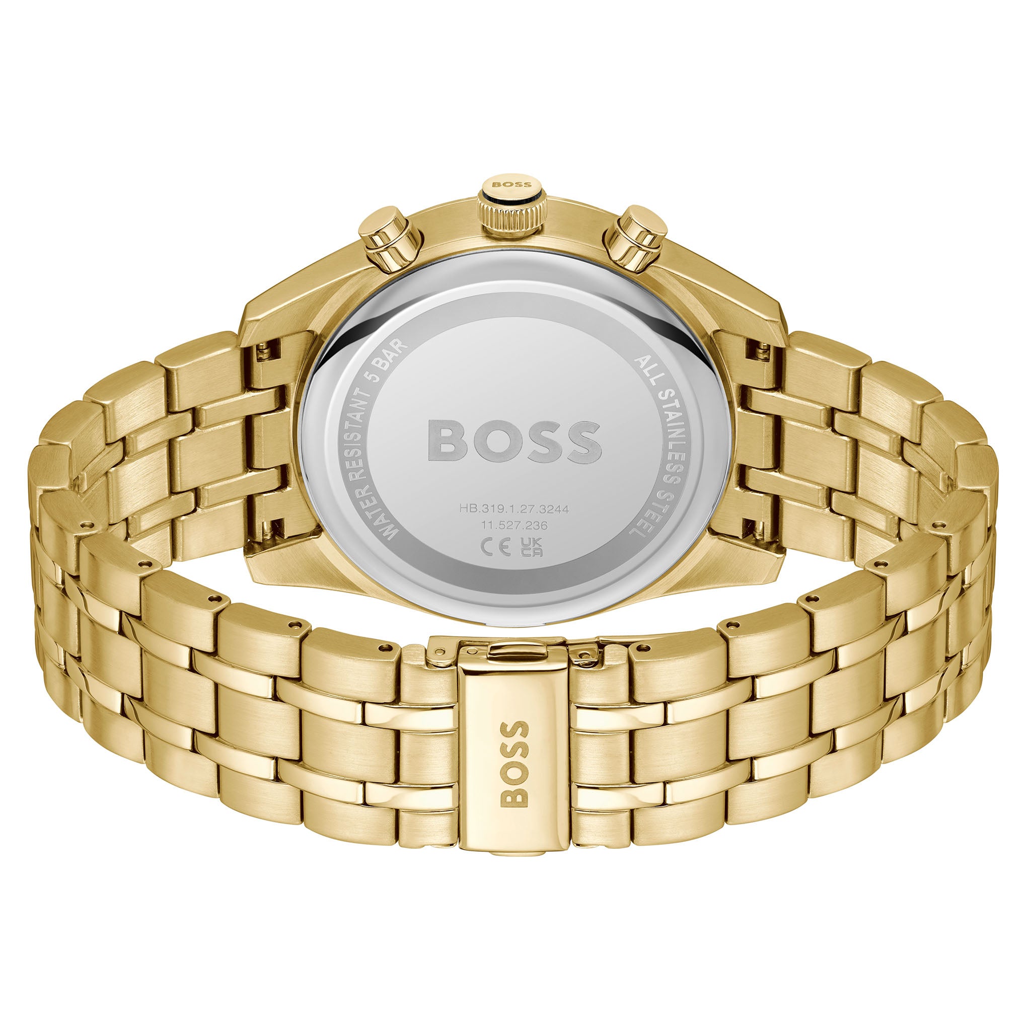 Hugo Boss Gold Steel Black Sunray Dial Chronograph Men's Watch - 1514152