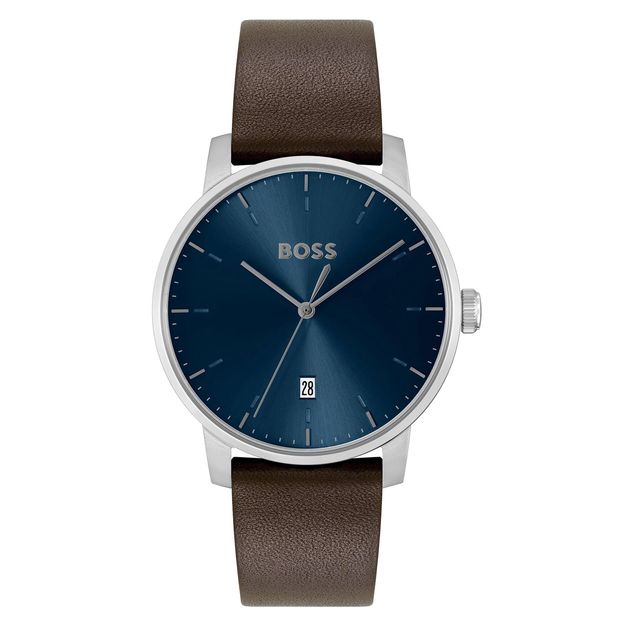 Hugo Boss Brown Leather Blue Dial Men's Watch - 1514160