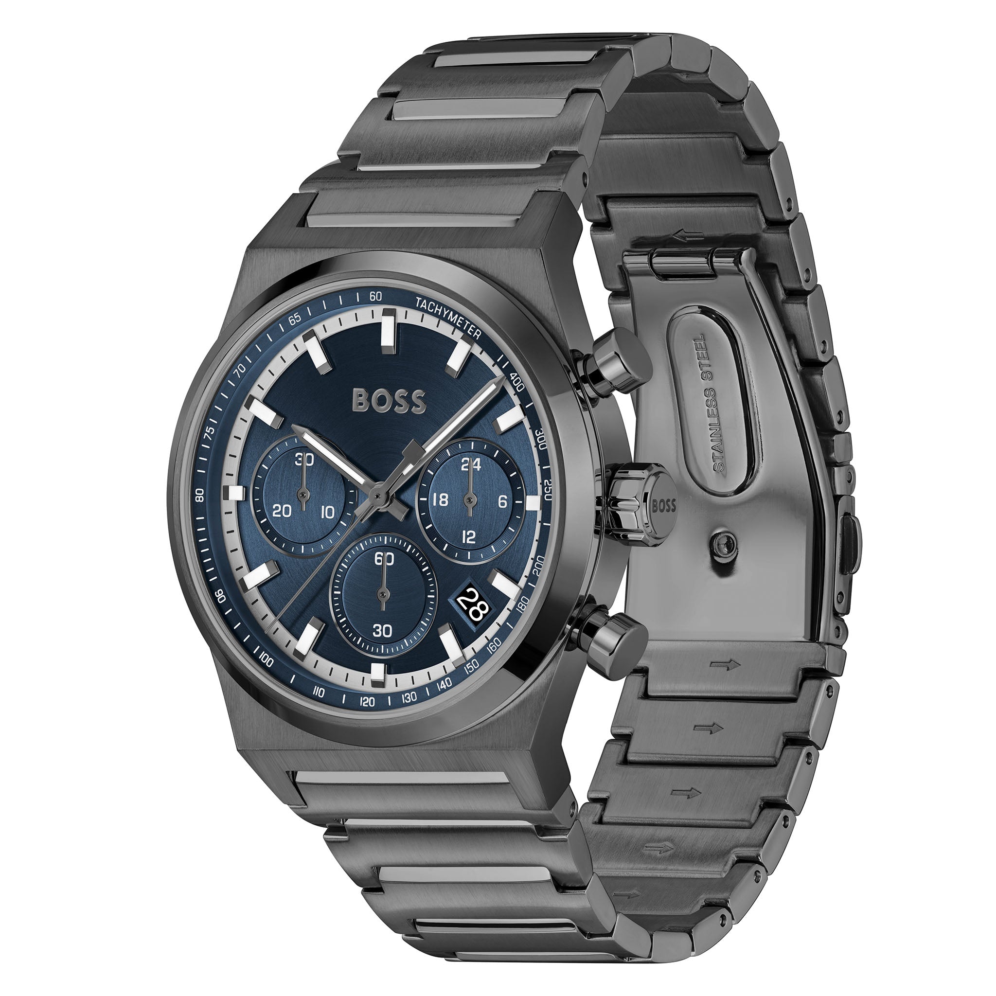 BOSS by Hugo Boss Grey Steel Blue Dial Chronograph Men's Watch - 1514223