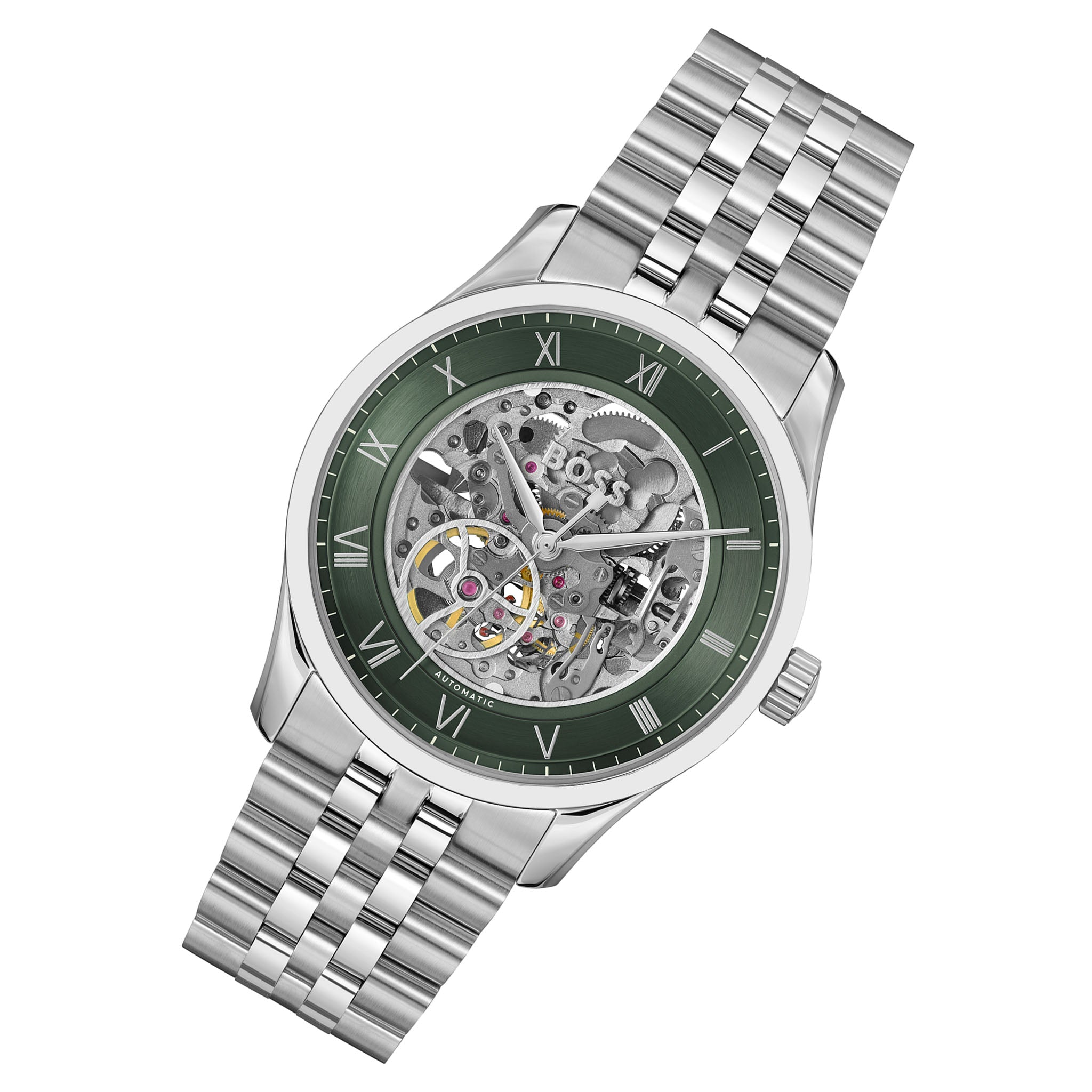 BOSS by Hugo Boss Stainless Steel Green Dial Mechanical-Automatic Men's Watch - 1514236
