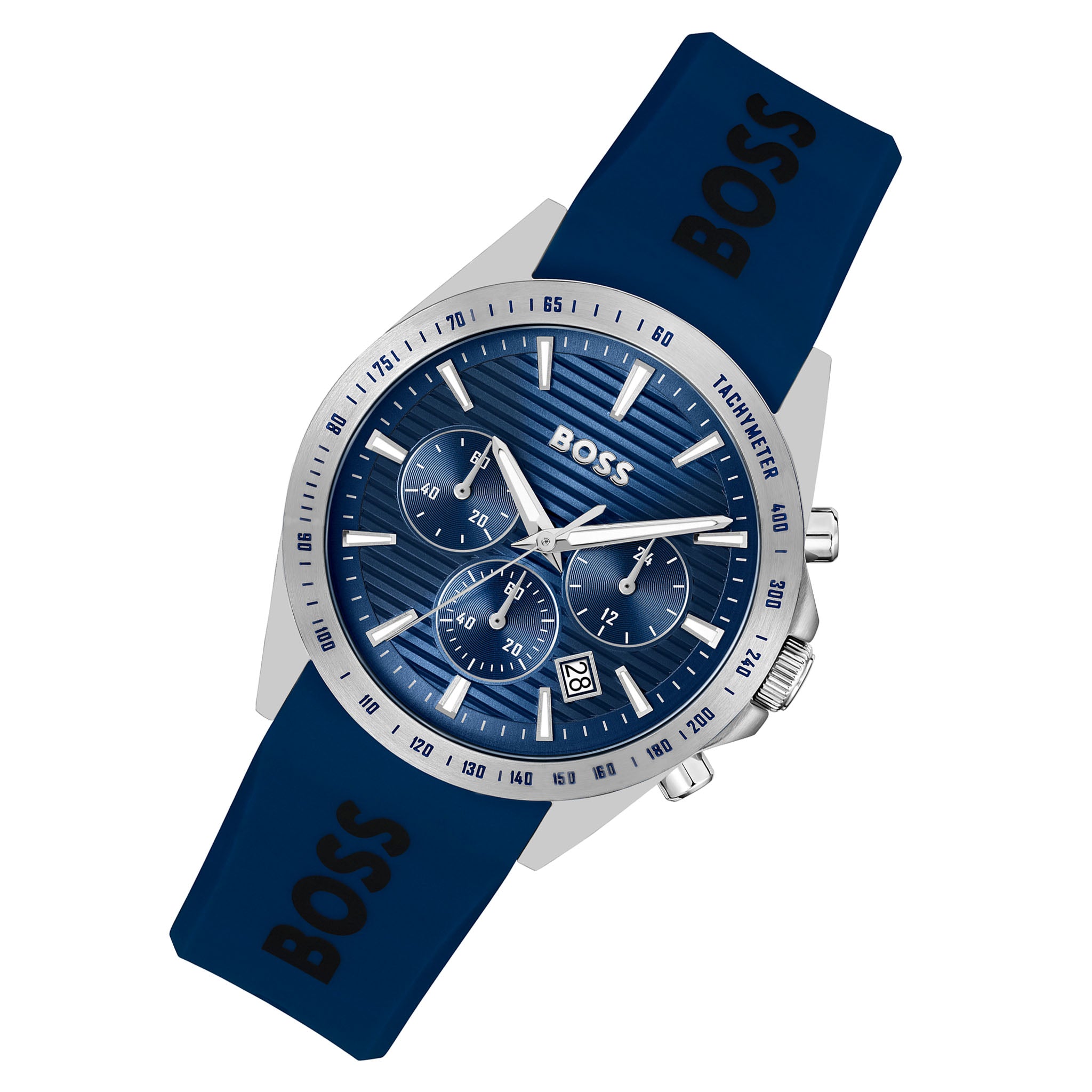 Hugo Boss Blue Silicone Dark Blue Dial Chronograph Men's Watch - 1514239