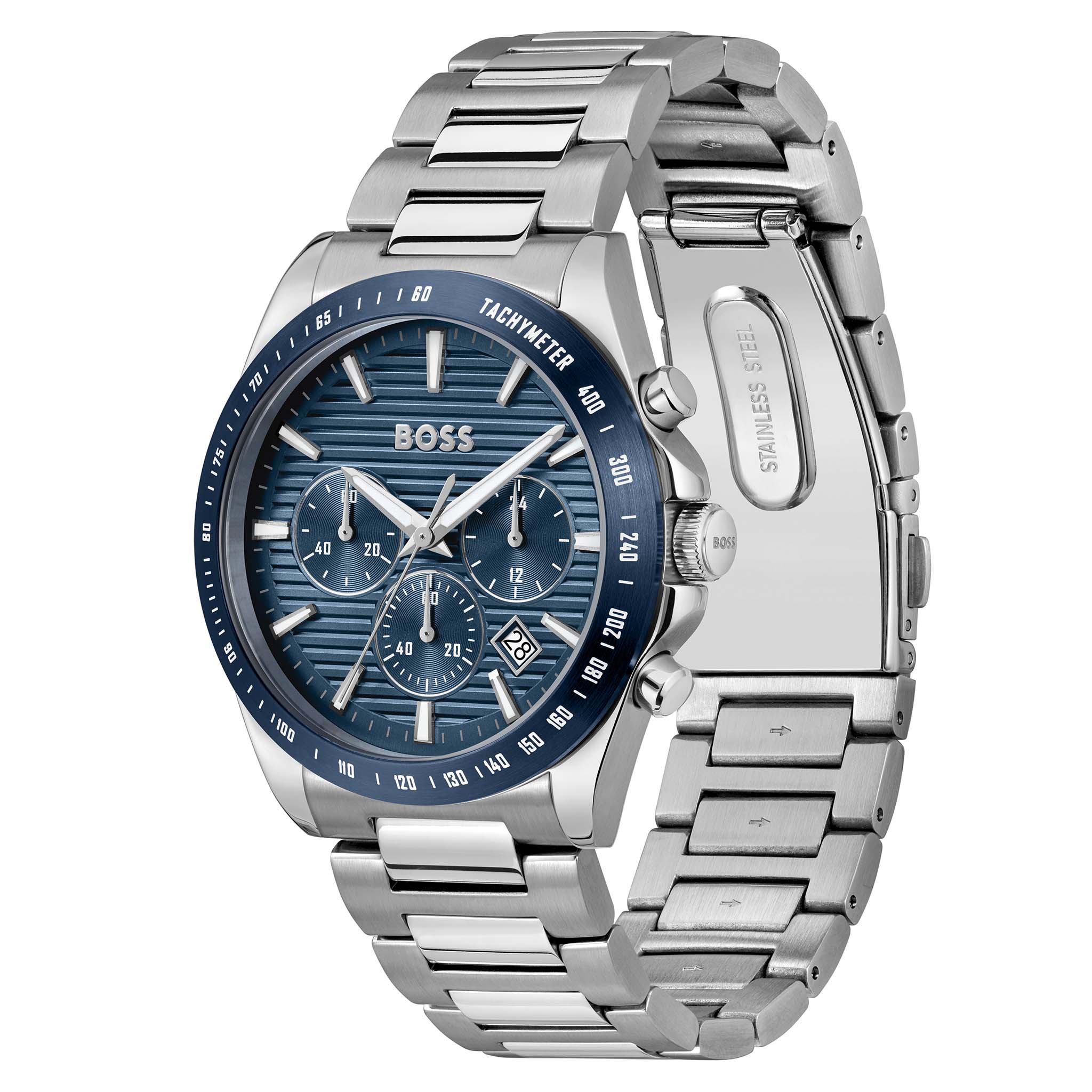 BOSS by Hugo Boss Stainless Steel Blue Dial Chronograph Men's Watch - 1514240