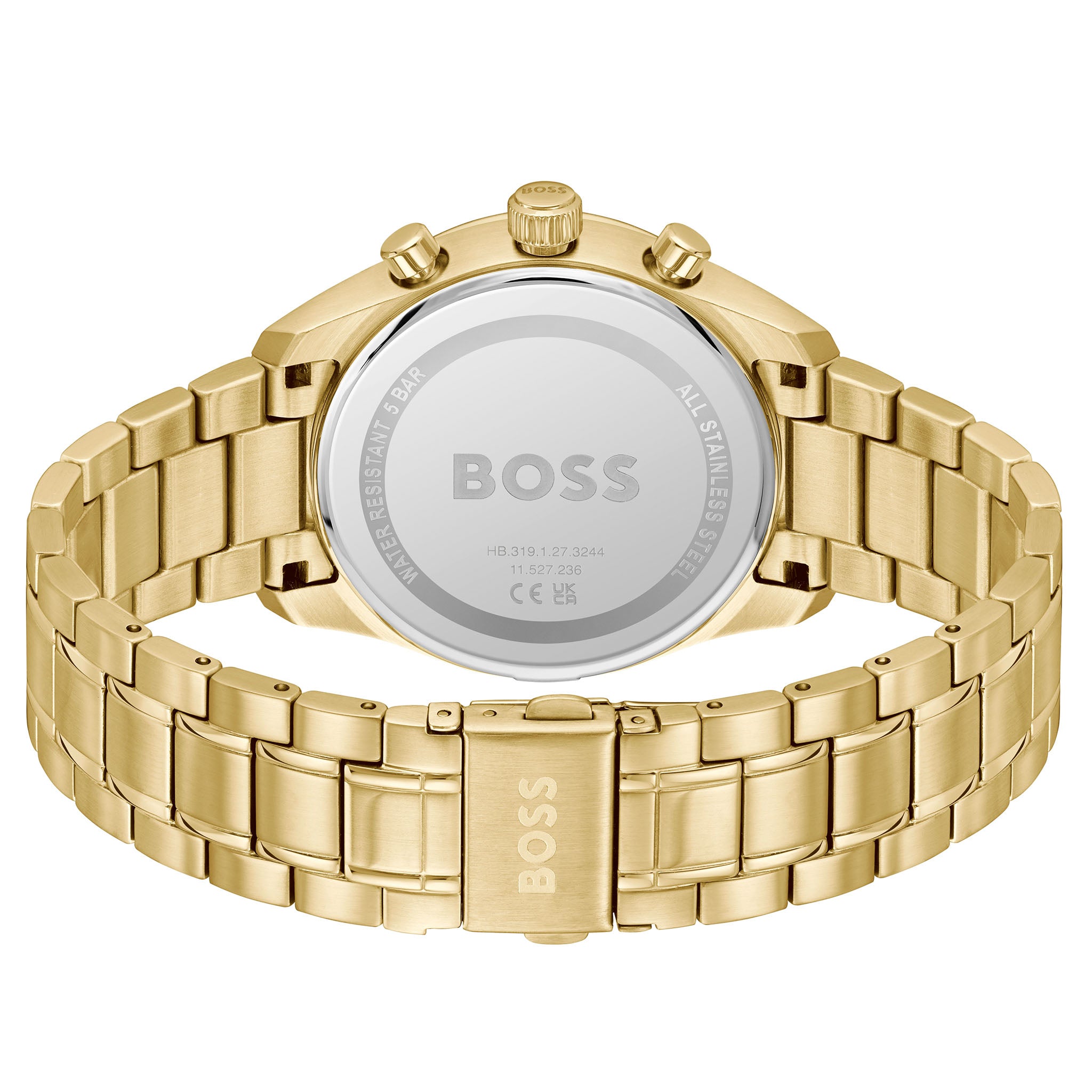 BOSS by Hugo Boss Gold Steel Silver White Dial Chronograph Men's Watch - 1514261