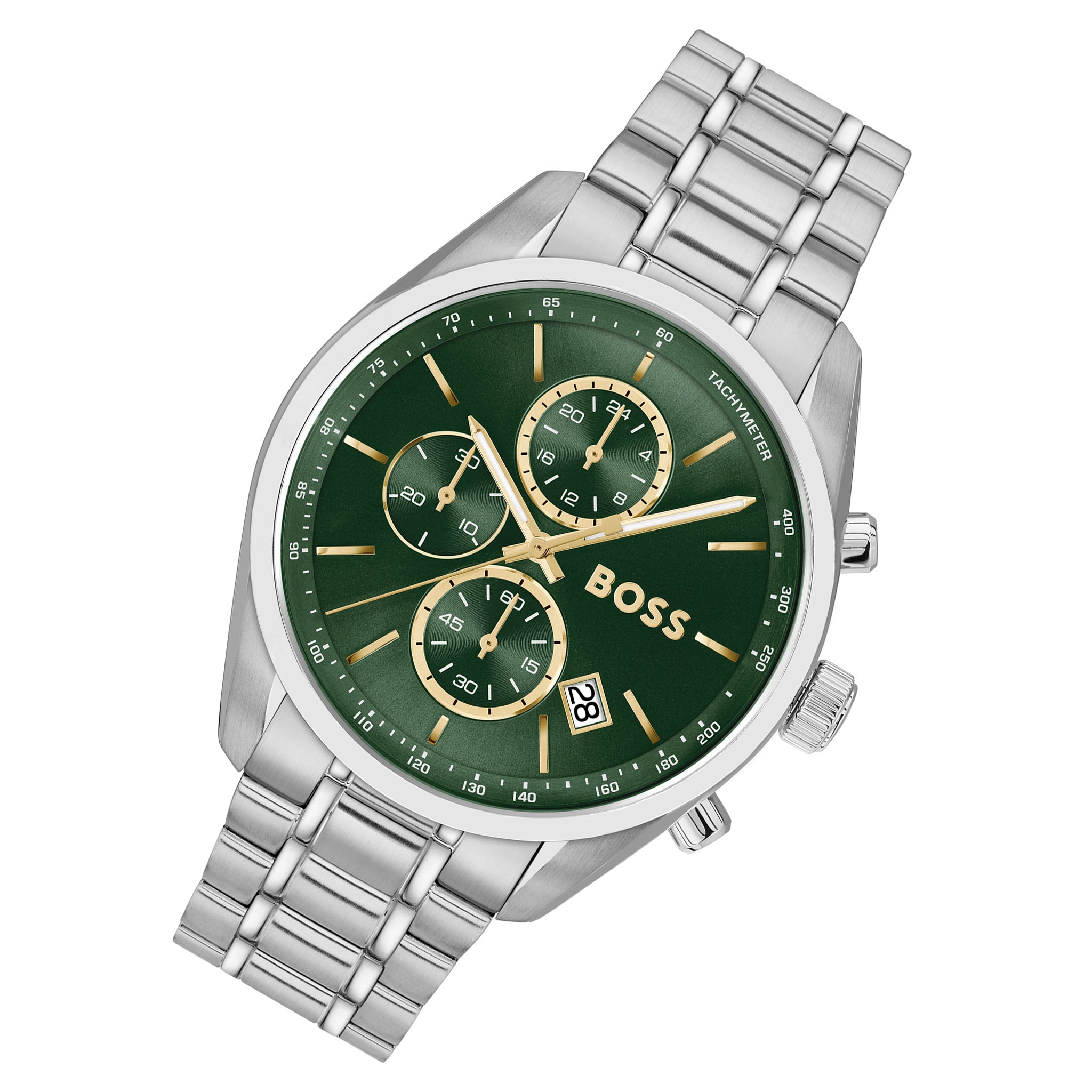 BOSS by Hugo Boss Stainless Steel Green Dial Chronograph Men's Watch - 1514266