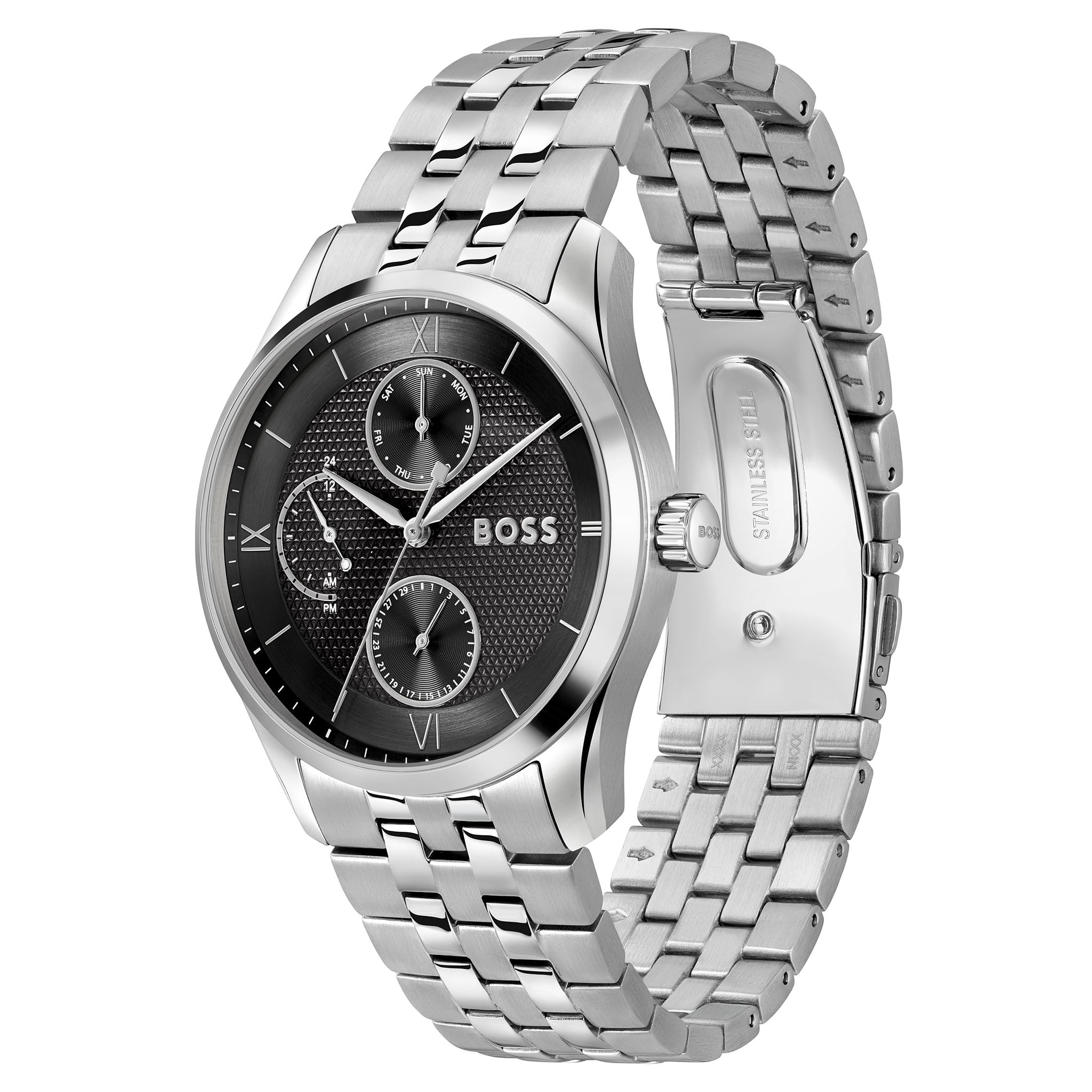 BOSS by Hugo Boss Stainless Steel Black Dial Multi-function Men's Watch - 1514274
