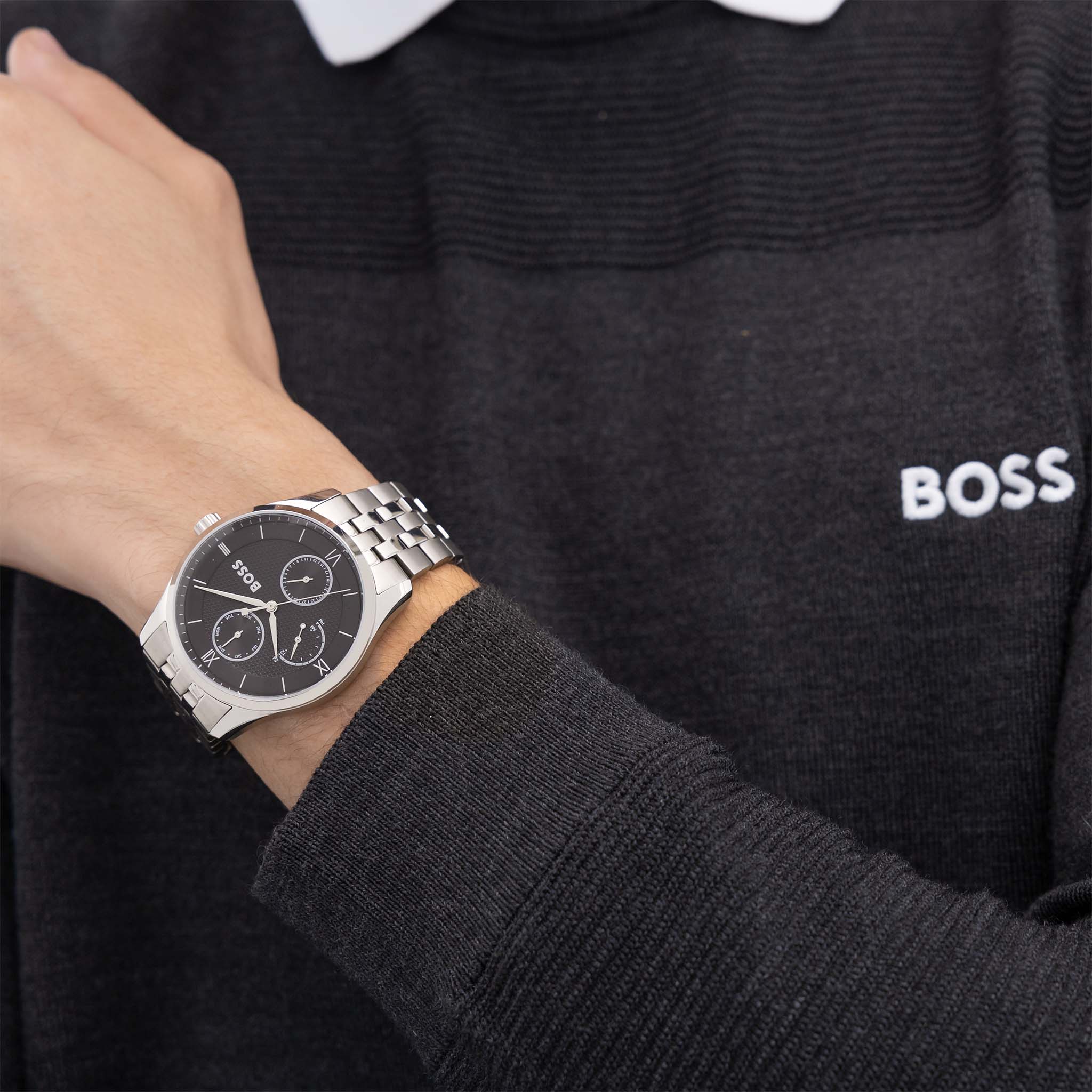 BOSS by Hugo Boss Stainless Steel Black Dial Multi-function Men's Watch - 1514274